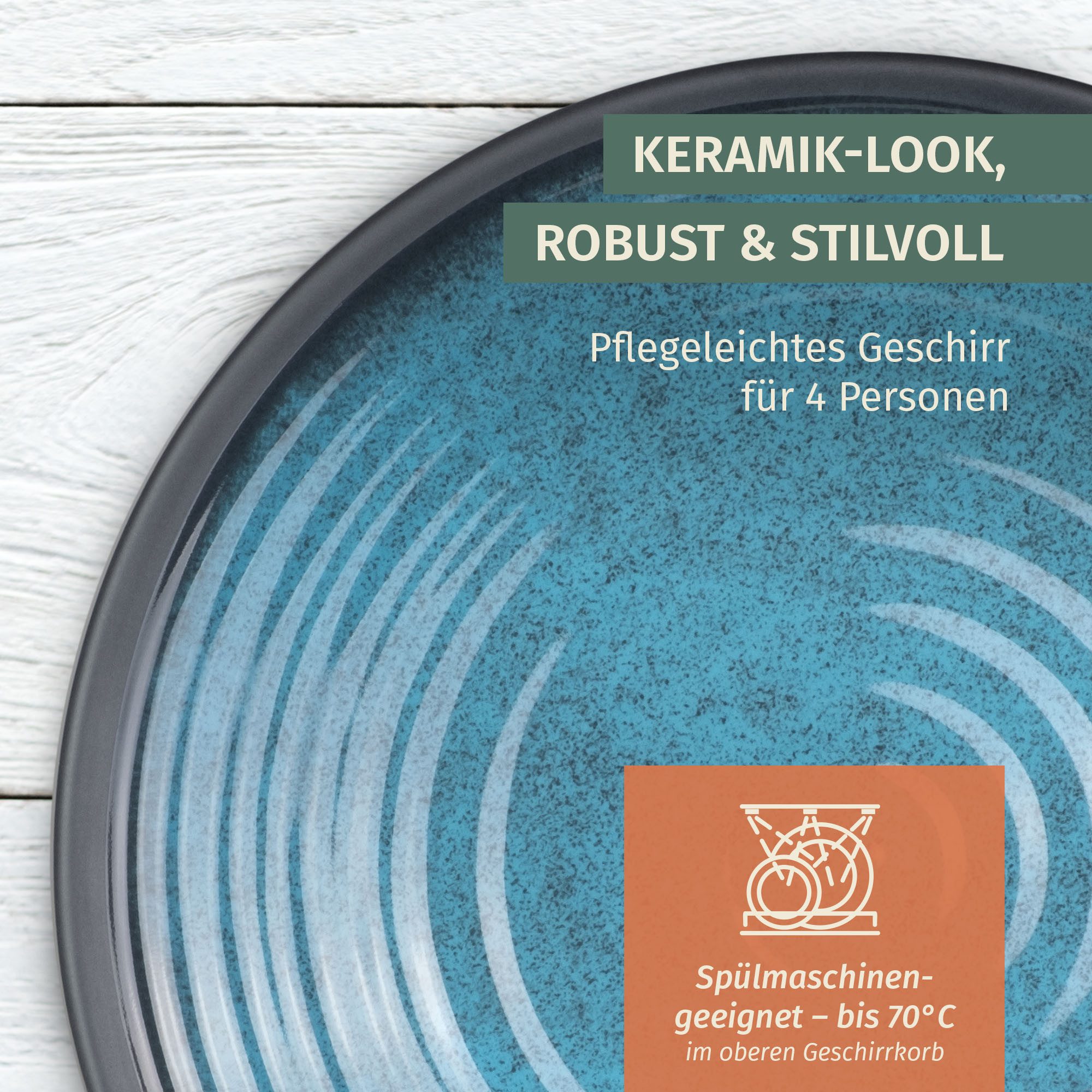 Moritz Geschirr-Set Camping Geschirr Stone Blue Geschirr 16 tlg. – Bild 4 von 5
