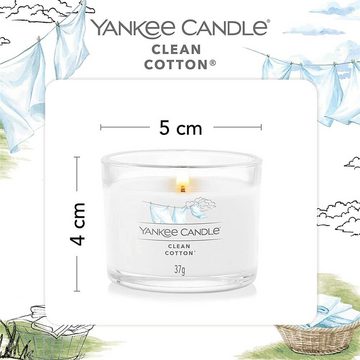Yankee Candle Duftkerze Votivkerzen mit Clean Cotton, Geschenkset, 3 teilig, aus Soja-Wachs-Mix, im Glas