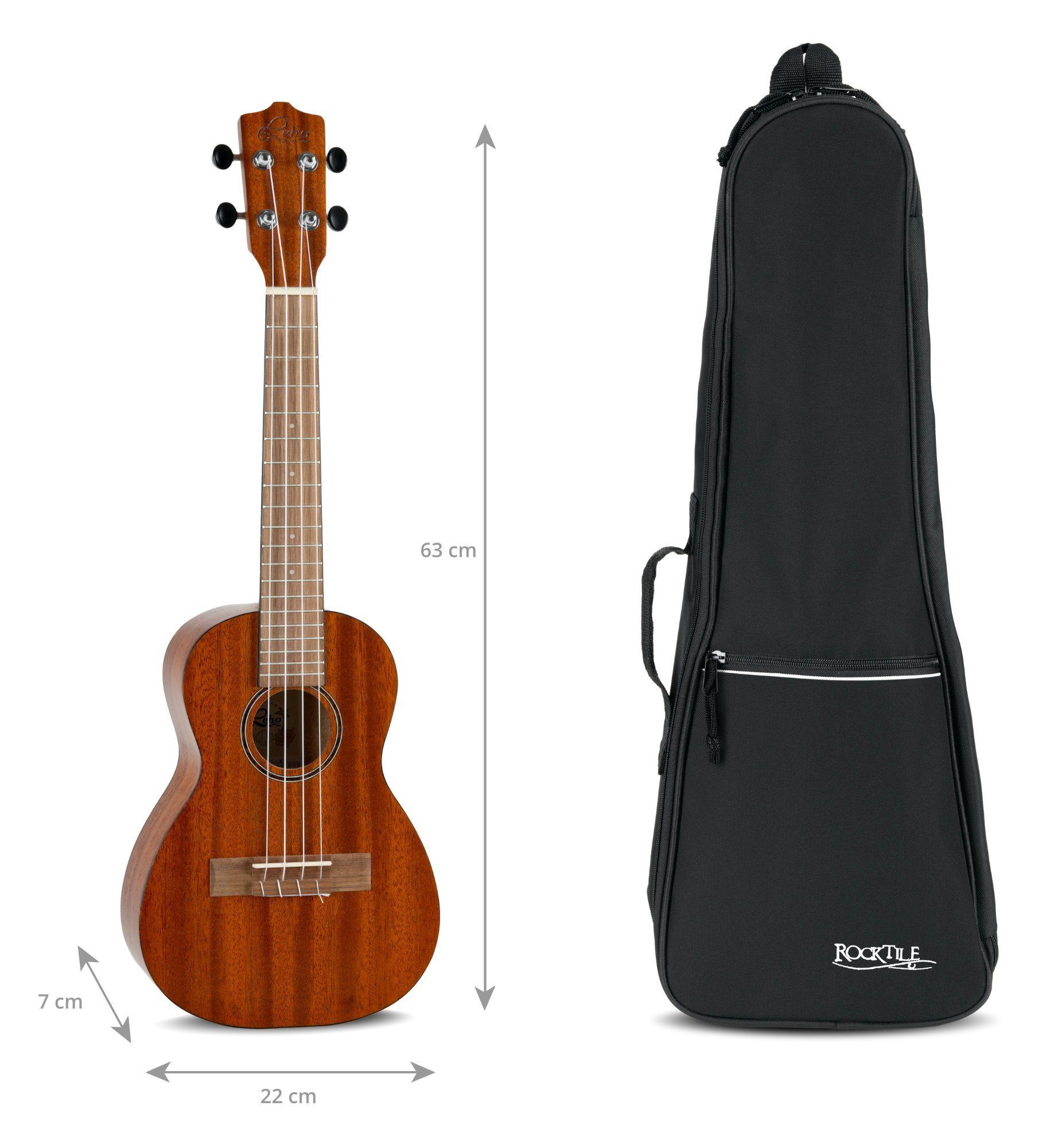 Rocktile Gitarrentasche Tasche für Konzertukulele, Ukulele Gigbag, Tragetasche, Ukulelentasche