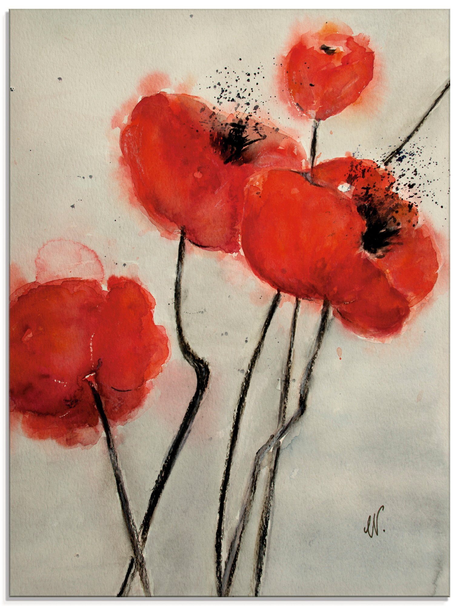 Artland Glasbild Roter Mohn, Blumen (1 St), in verschiedenen Größen