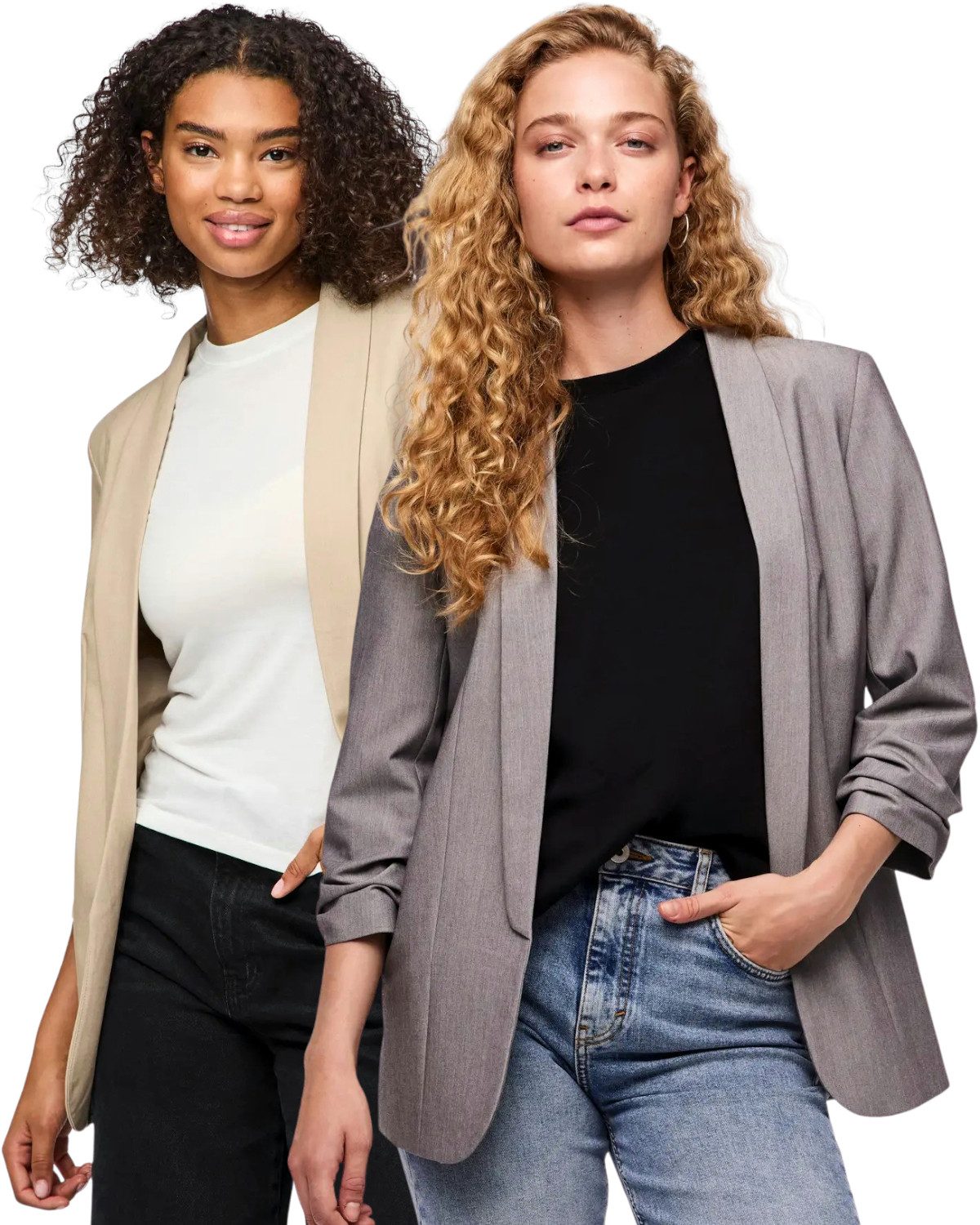 pieces Longblazer (Spar Set, 2er Pack) Damen Basic Jacke mit 3/4 Ärmel