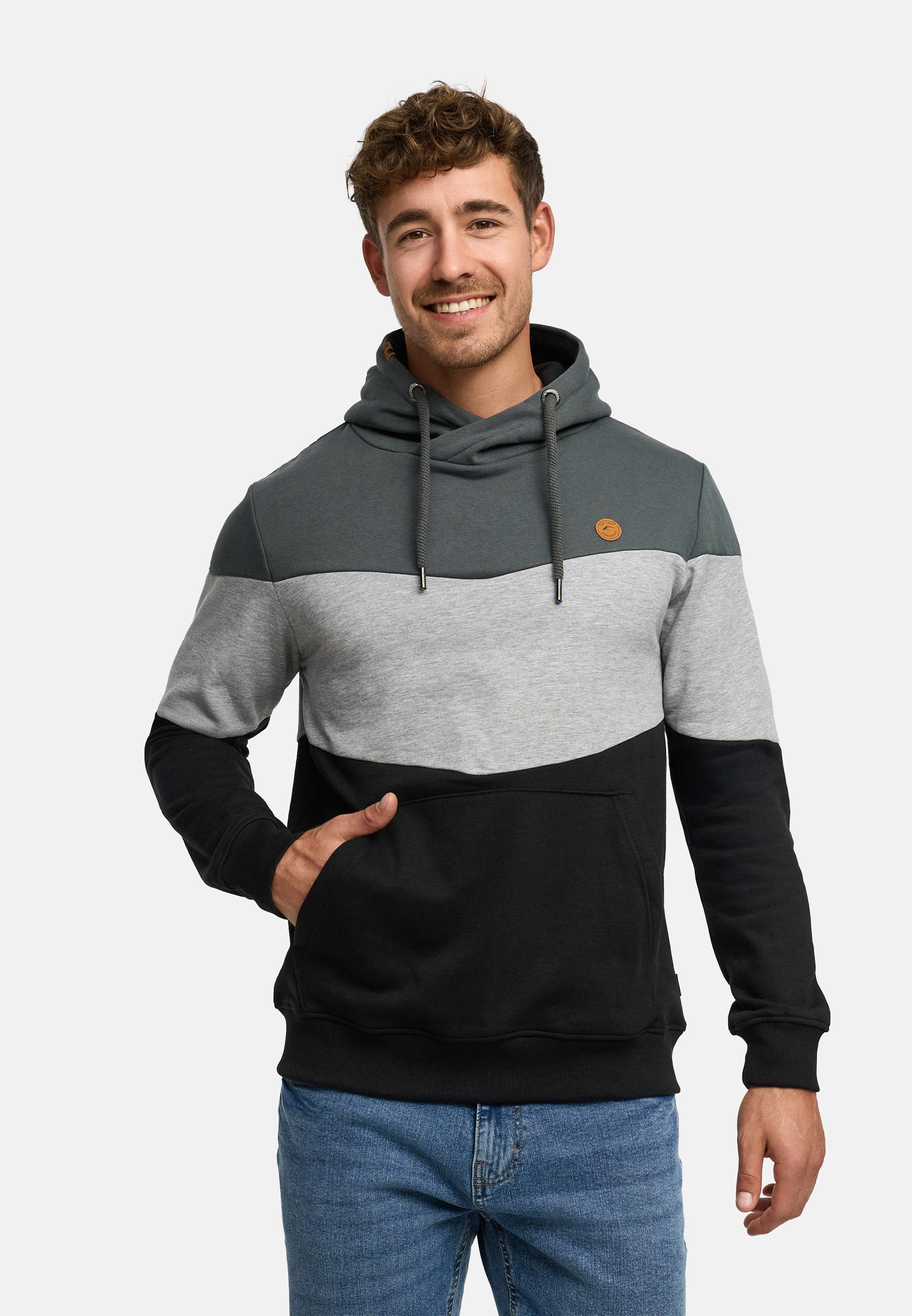 Indicode Hoodie Herren INSwally Sweater Herrenhoodie (Pullover) Kapuze mit Kordelzug und Kängurutasche