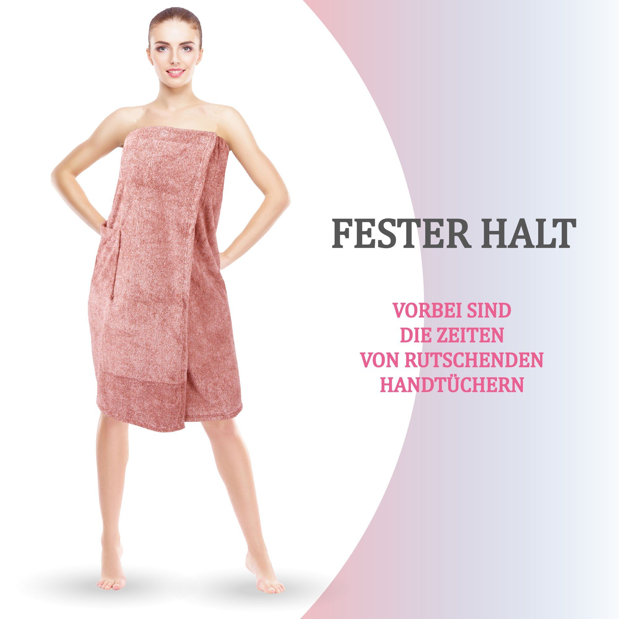Bestlivings Saunatuch Damen 80x145cm, (1-St), Sauna Kilt "Flauschig" Saunahandtuch mit Gummizug und Knopfverschluss – Bild 4 von 5