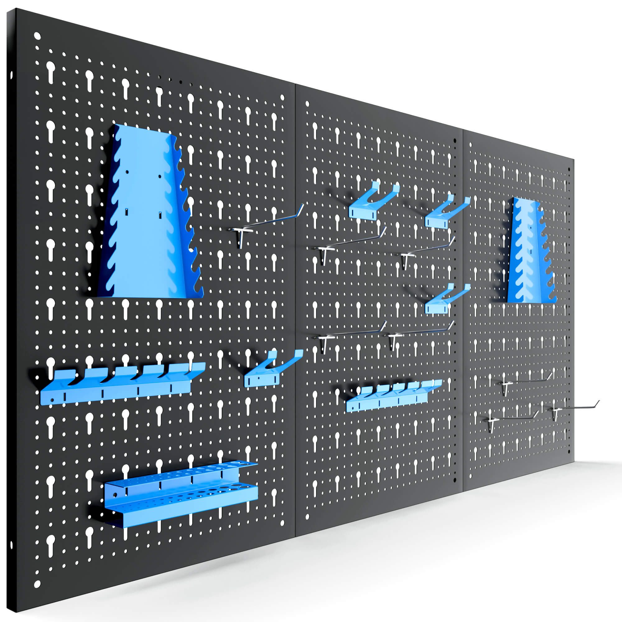 Arebos Lochwand 3-teilige Инструментwand Hakenset stabil & montagefreundlich, 3 Stk., mit 8 Haken, (17-tlg), sorgt für Ordnung in Werkstatt, Garage oder Keller