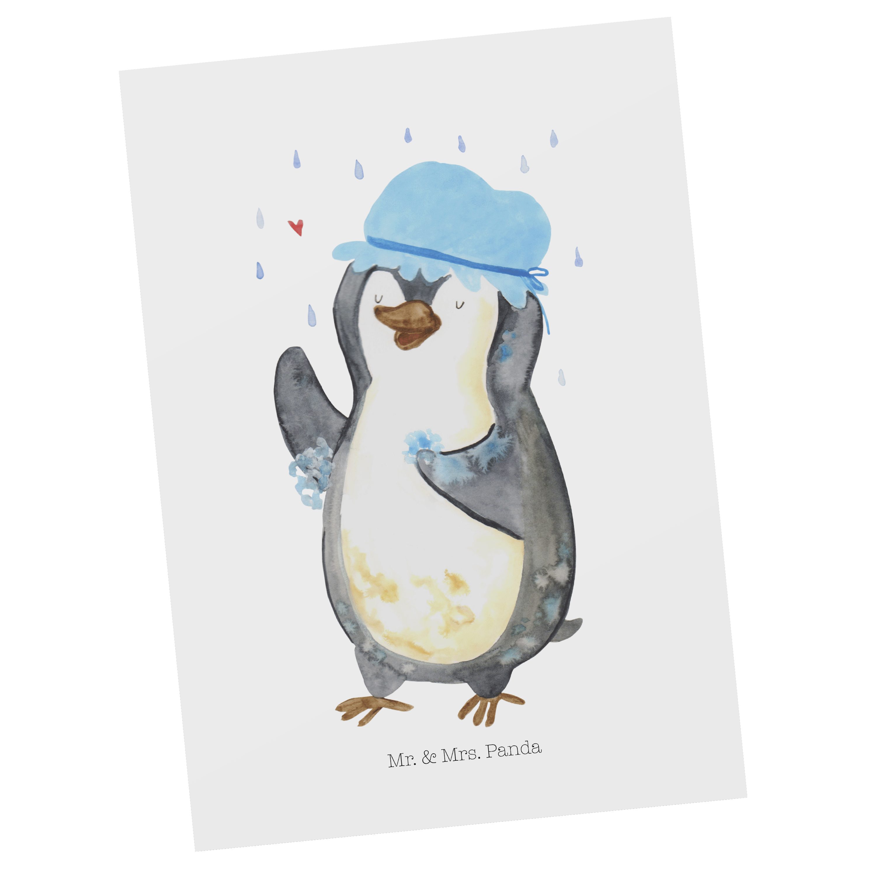 Mr. & duscht Weiß Geschenkkarte, Mrs. A - Geschenk, Panda Postkarte Motivation, Karte, - Pinguin