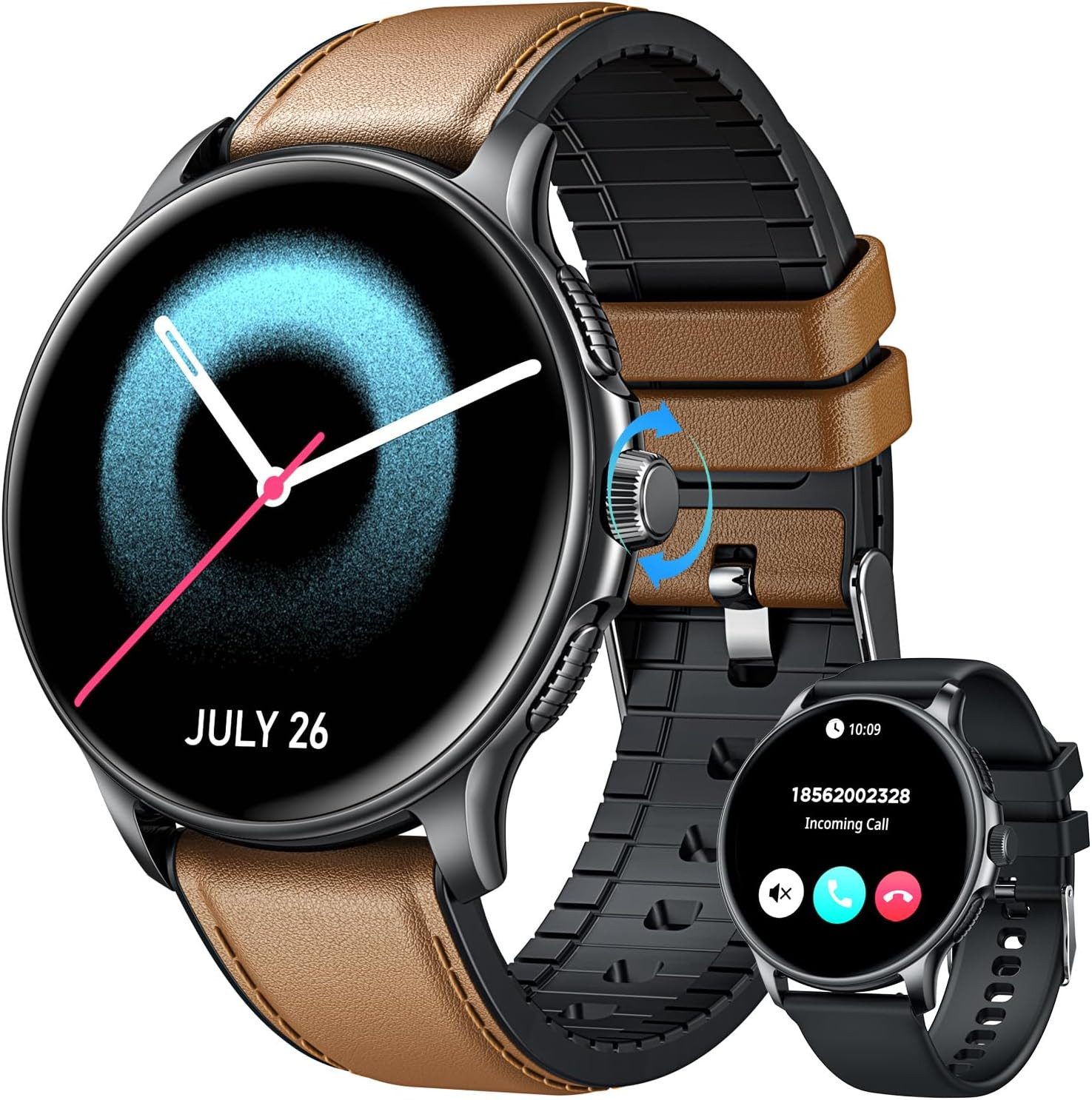 TAOLOON Smartwatch (3,6 cm, android ios), Herren Smartwatch mit 1.43" AMOLED Display, Bluetooth