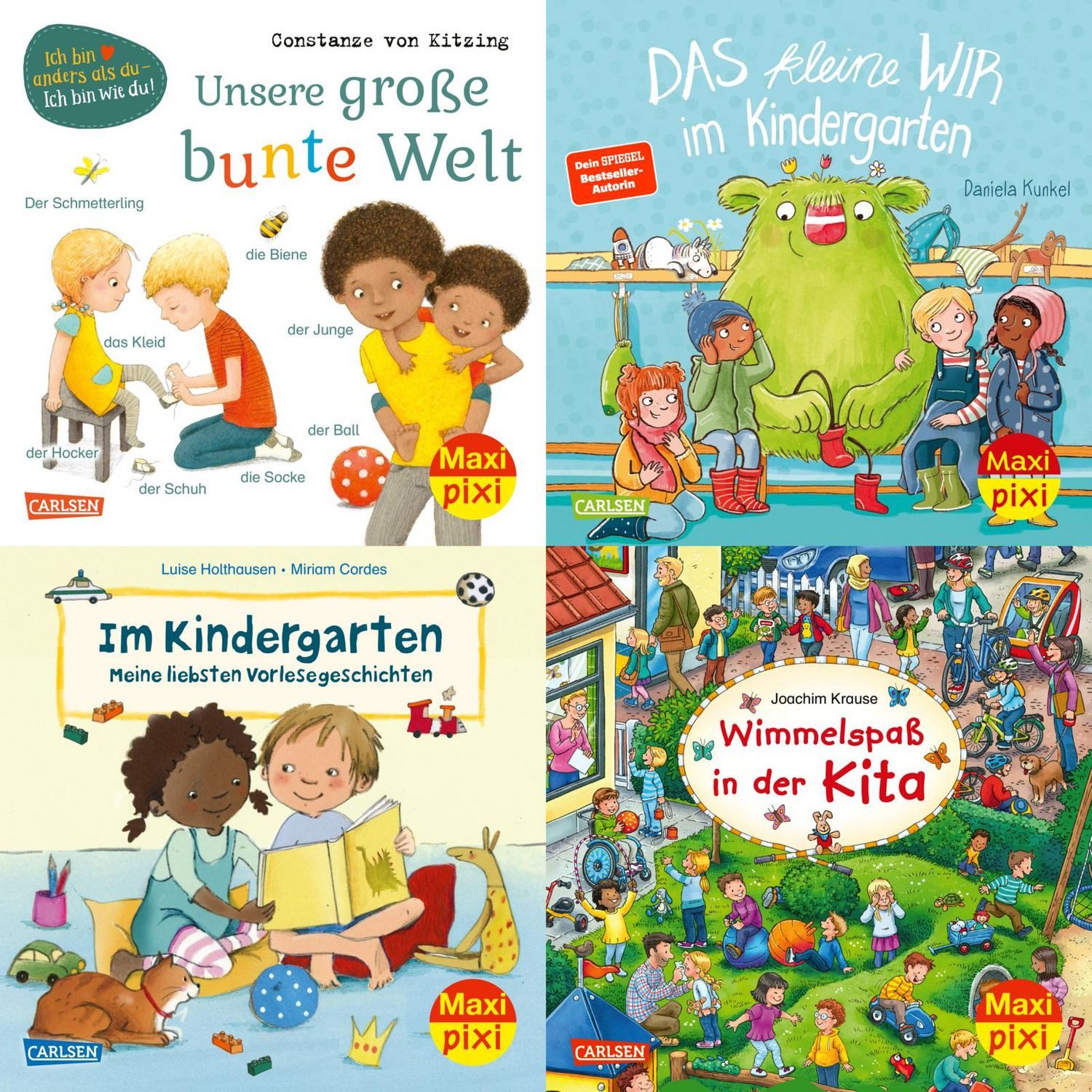 Maxi-Pixi-4er-Set 95: Neues aus dem Kindergarten (4x1 Exemplar) / diverse, 4 Minibücher für Kinder ab 3 Jahren