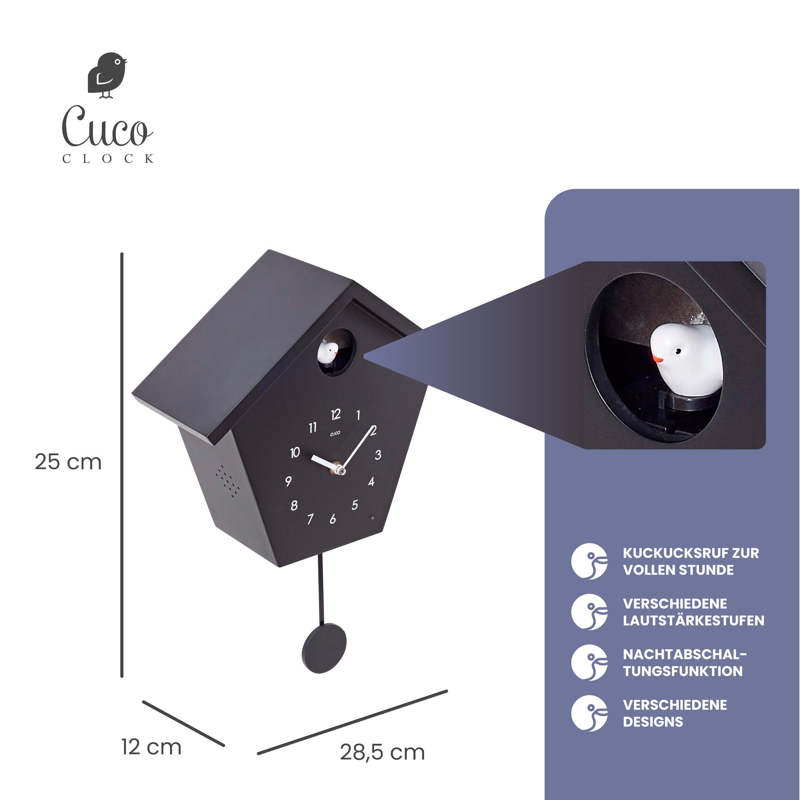 Cuco Clock Wanduhr Kuckucksuhr SCHWARZWALDHAUS, Pendeluhr günstig online kaufen