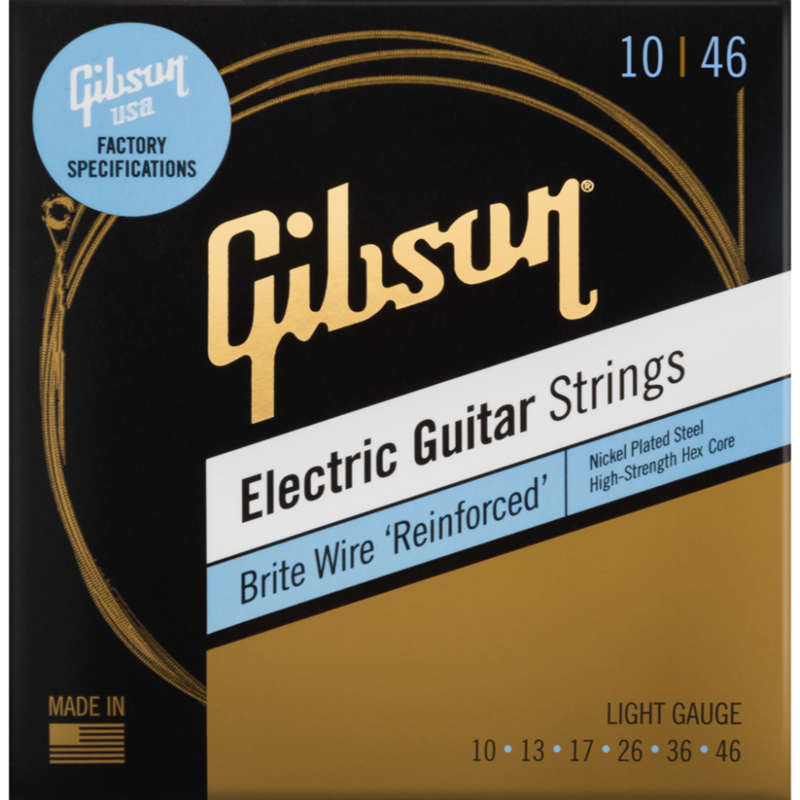 Gibson Spielzeug-Musikinstrument, SEG-BWR10 Brite Wire Reinforced 10-46 - E-Gitarrensaiten