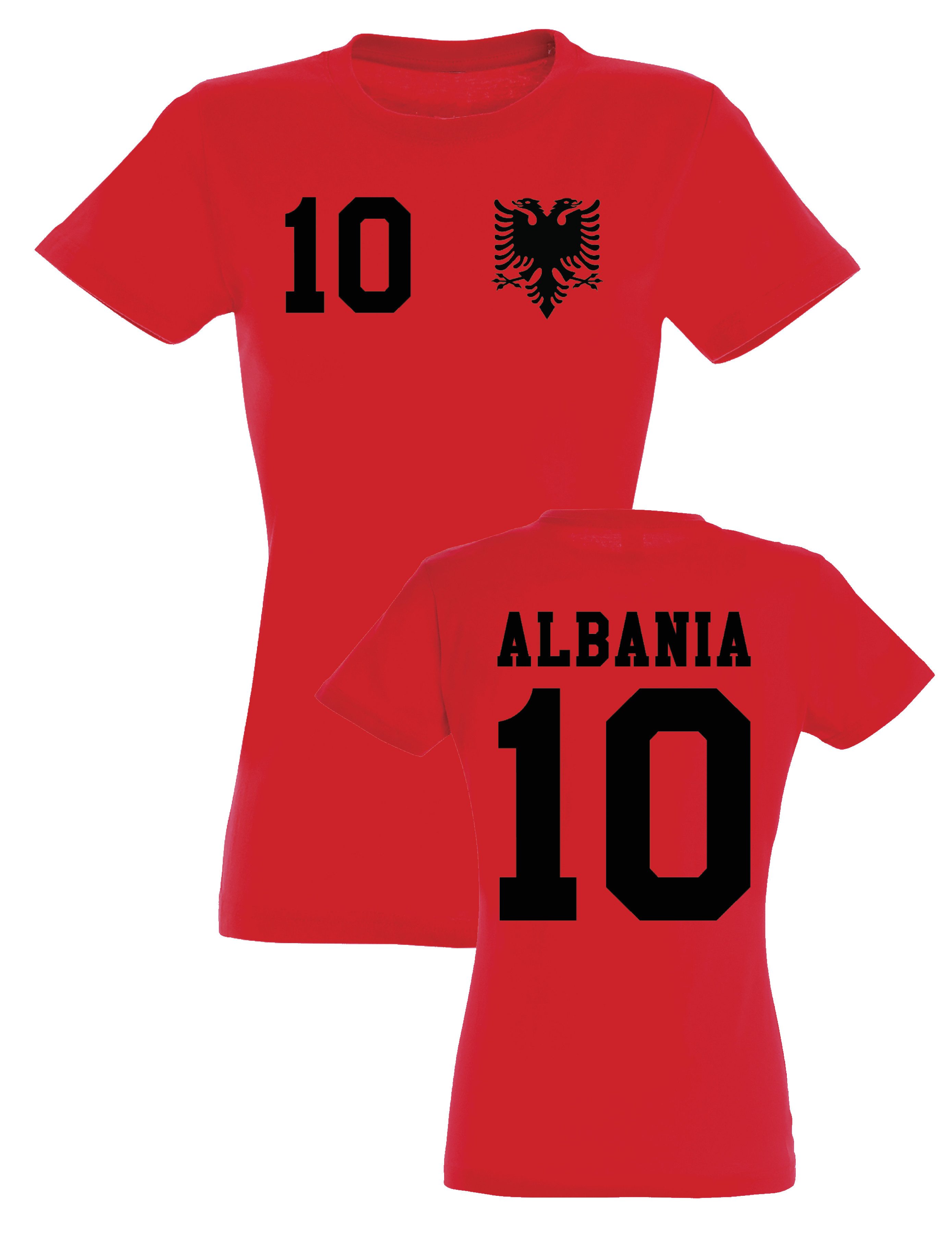Print-Shirt "Albania" Damen T-Shirt mit Fußball Print Geschenk Statement Frauen