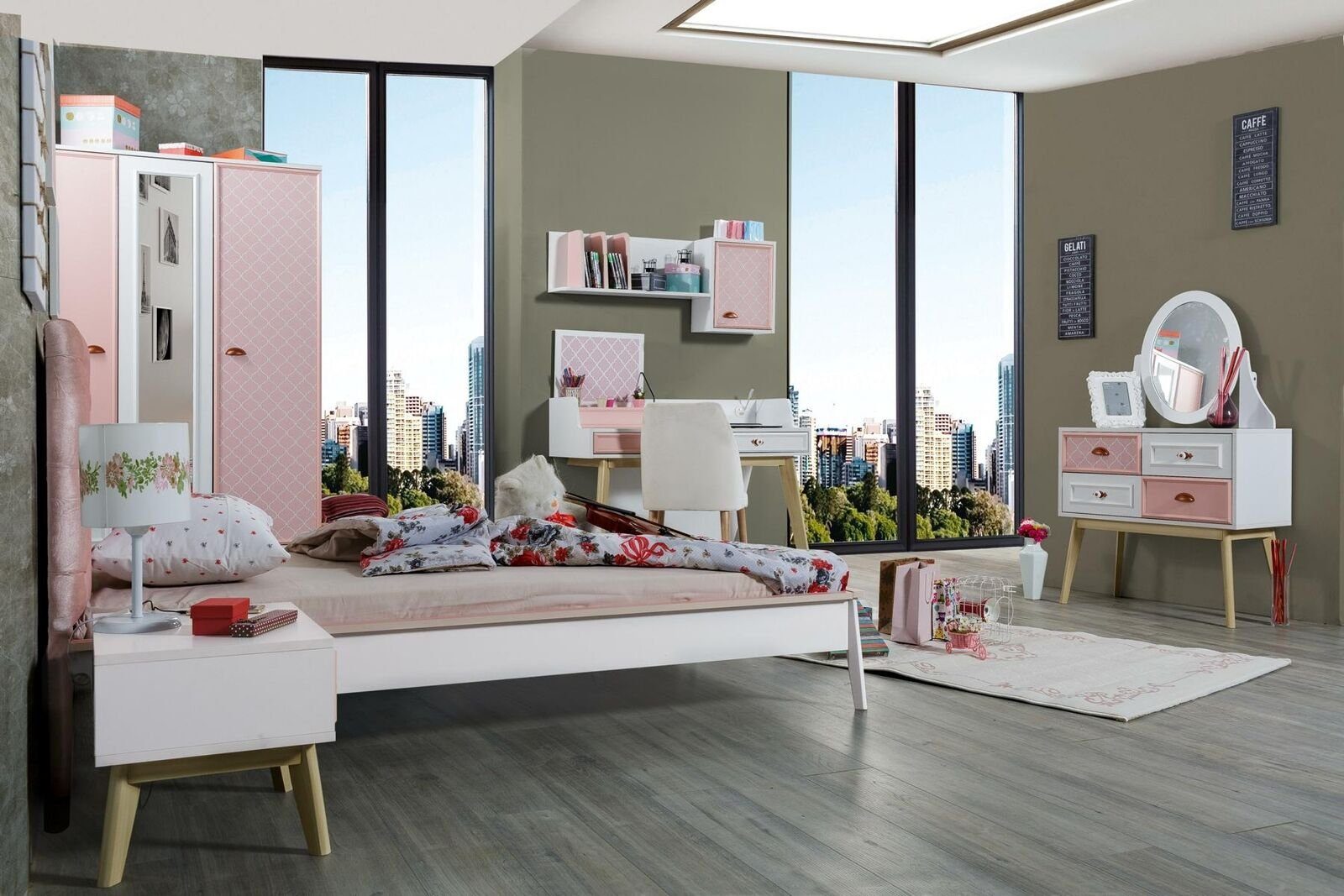 JVmoebel Kinderkleiderschrank Kleiderschrank Jugendzimmer 1x Design Europa Rosa in Möbel Kleiderschrank) Garderoben Made (1-St