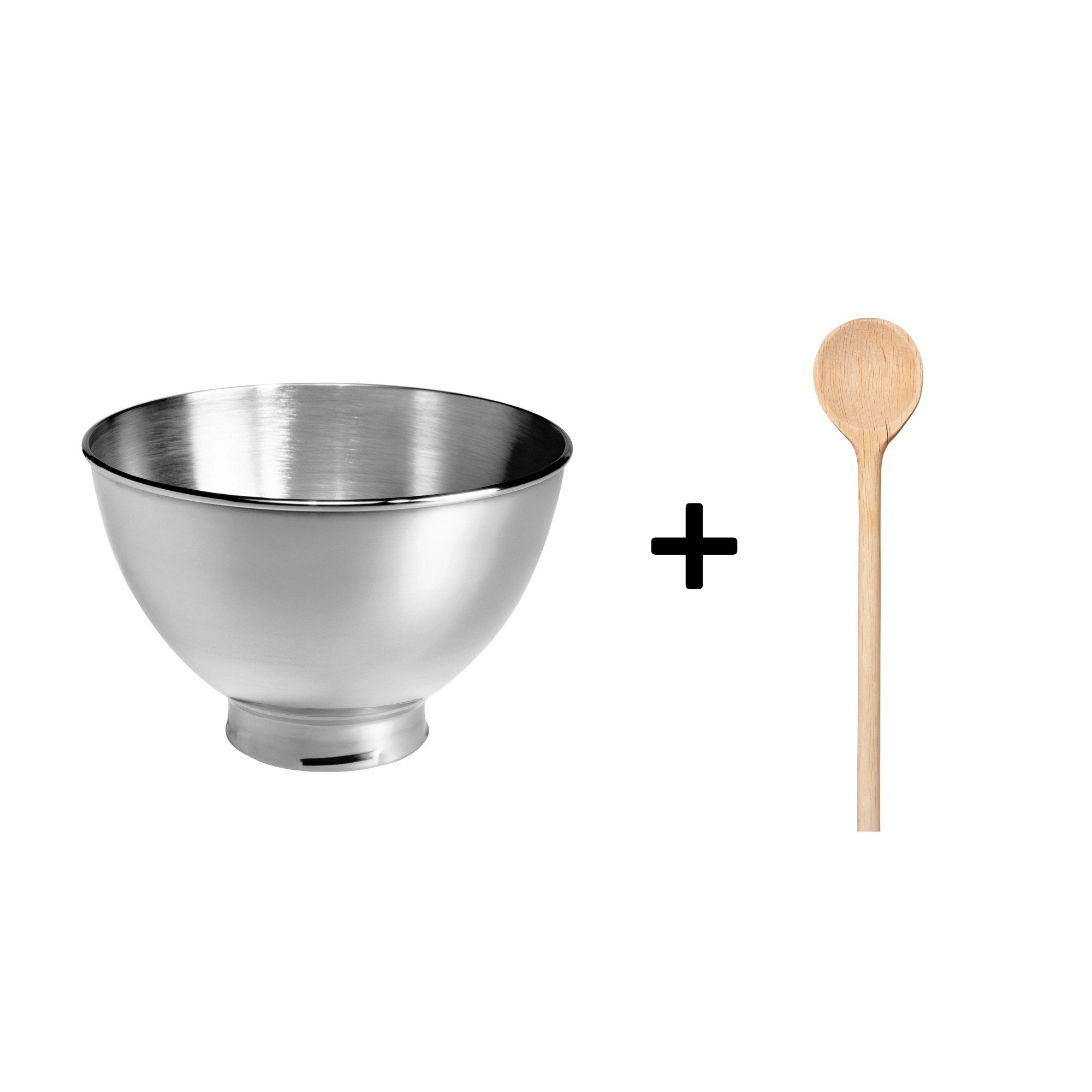KitchenAid Küchenmaschinenschüssel KitchenAid 3 L Edelstahlschüssel 5KB3SS + Holzlöffel