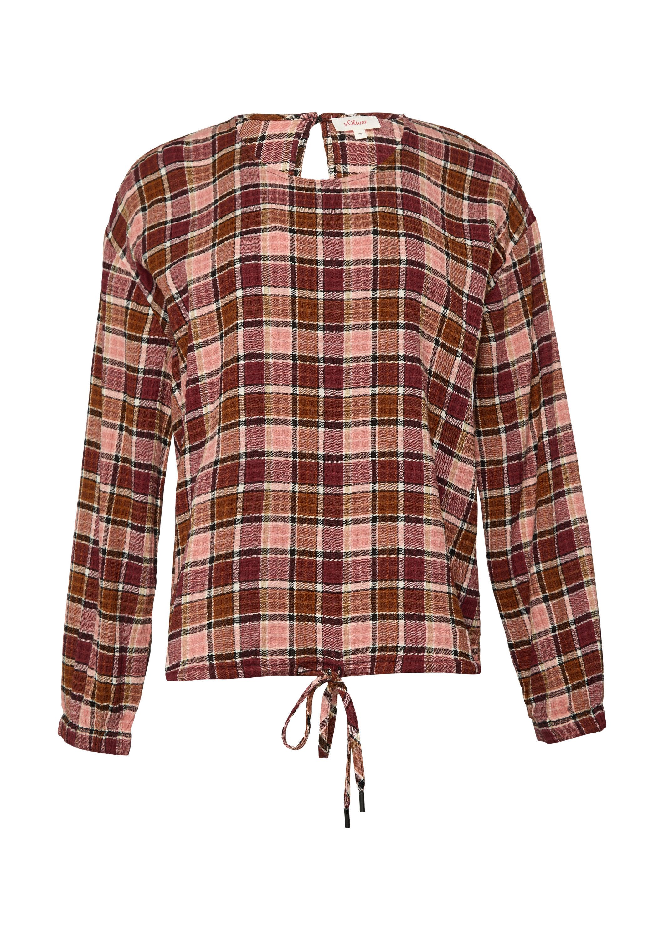 s.Oliver Langarmbluse Bluse Strukturierte Karo-Bluse aus Viskosemix günstig online kaufen
