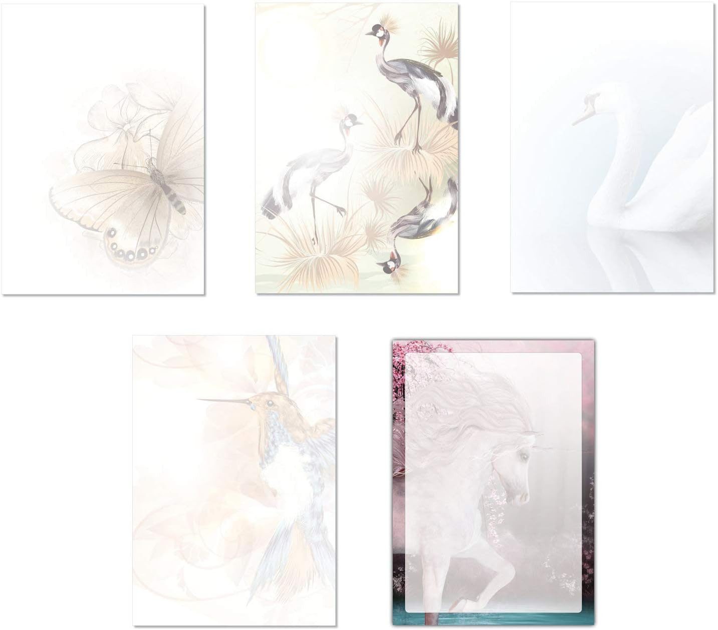 Briefpapier Set Motivpapier DIN A4 Schmetterling Pfauen Schwan Eisvogel (MPA-5242)