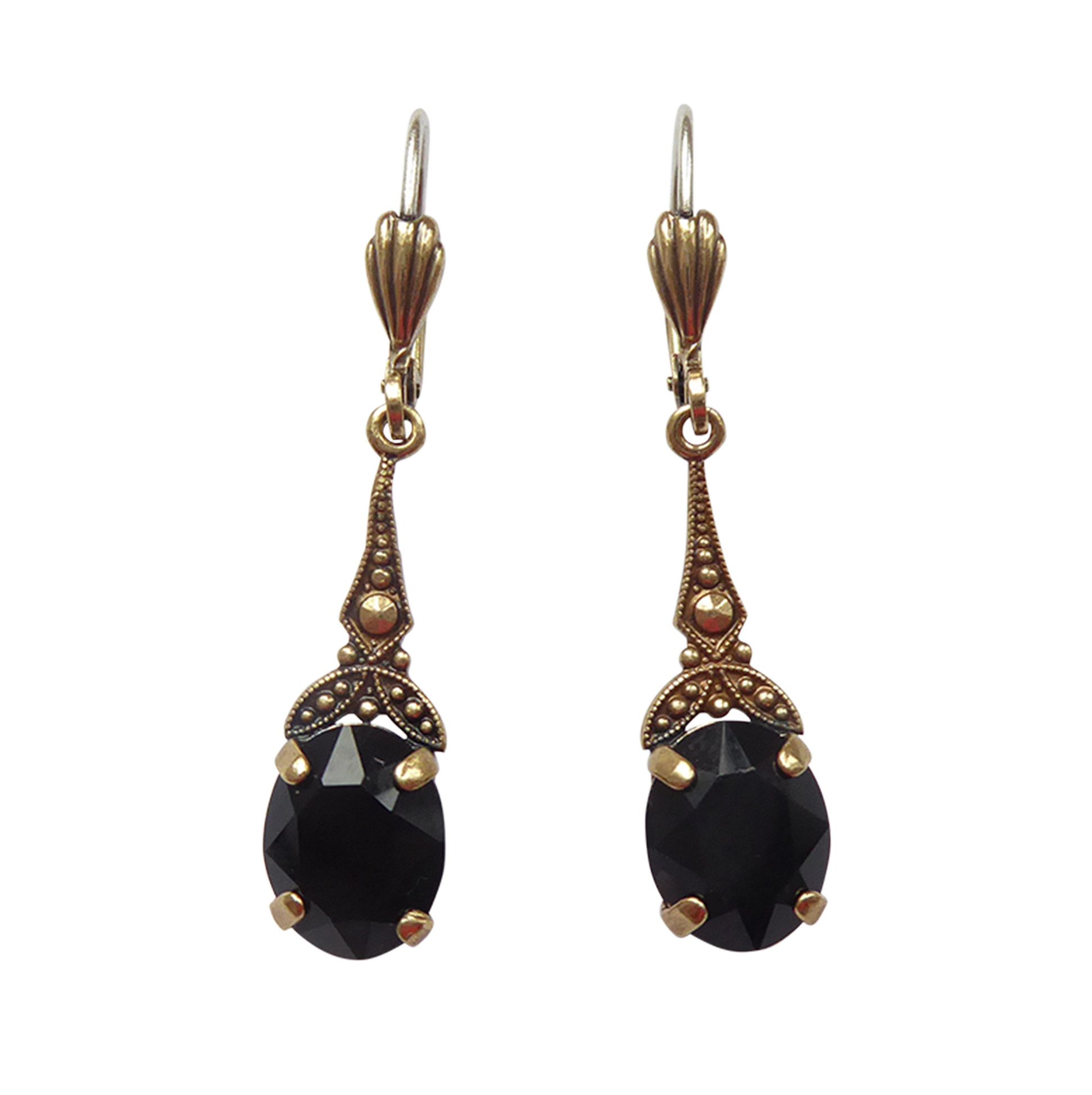 Mugello Paar Ohrhänger Bea schwarz nostalgisch Antik-Look romantisch, Handgefertigter Modeschmuck, made in Germany