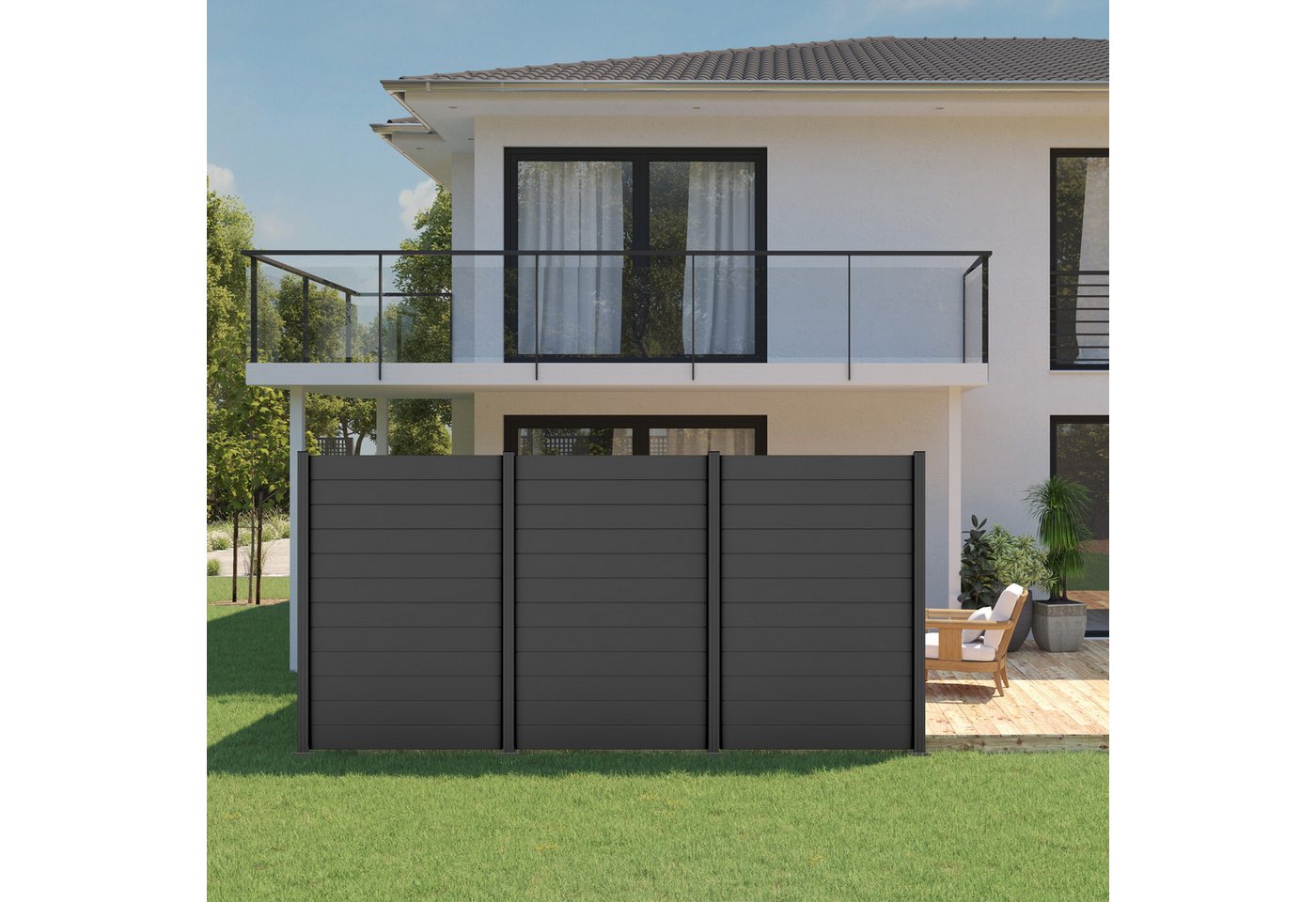 Thumbnail - STAKET PRO Gartenzaun Komplettzaun Paneel 150, LxH: 248,4x187 cm, 2 Elemente á 120 cm Breite