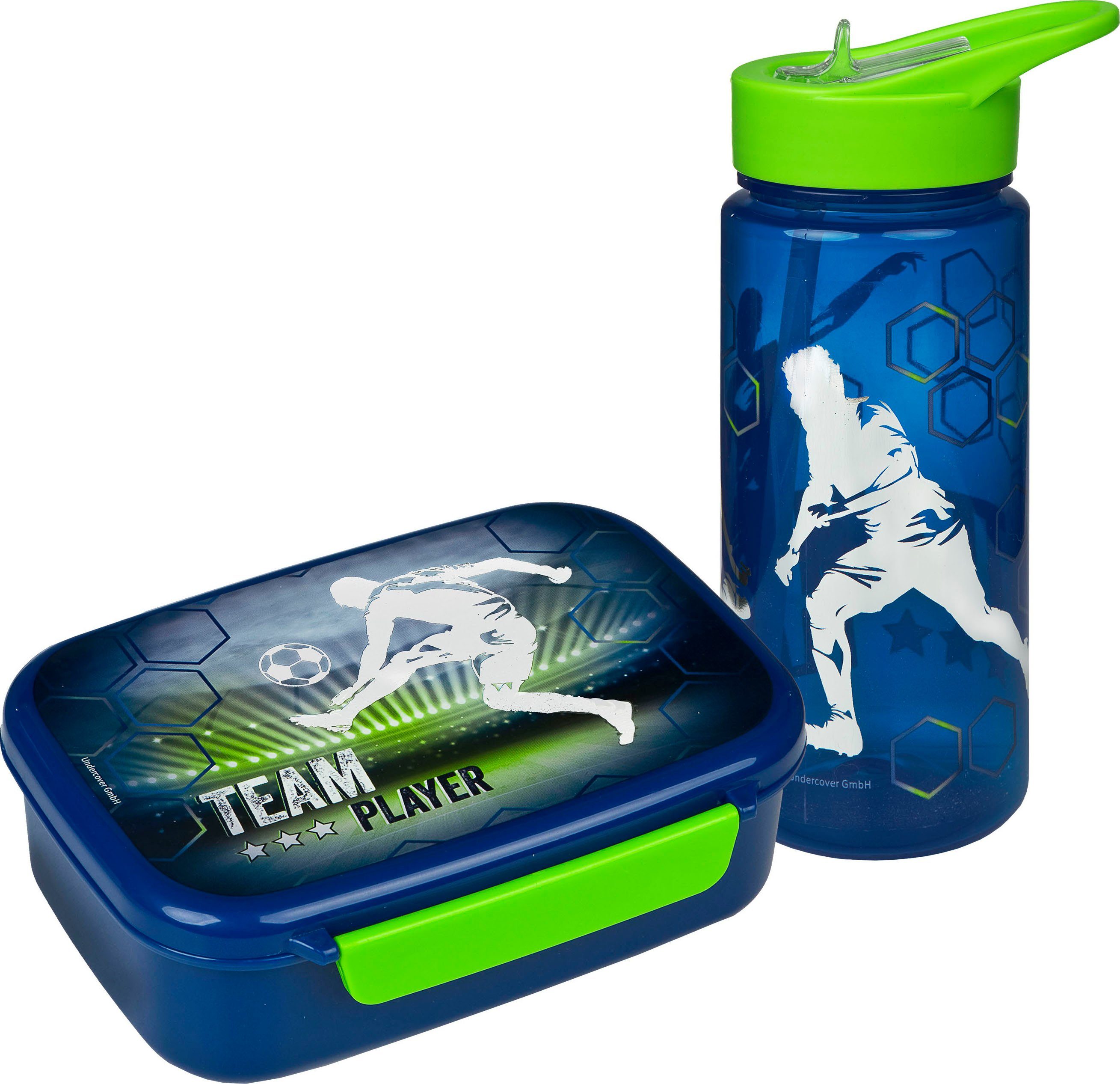 Scooli Lunchbox Brotzeitdose & Trinkflasche, Team Player, Kunststoff, (Set, 2-tlg), mit Trinkflasche