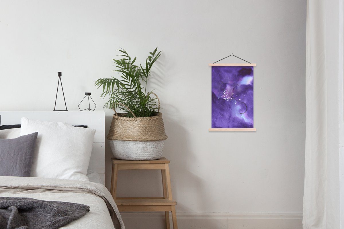 Weltraum (1 Posterleiste, - Lila, - Textilposter MuchoWow Poster Manta für Bilderleiste, Wohnzimmer, St), Magnetisch