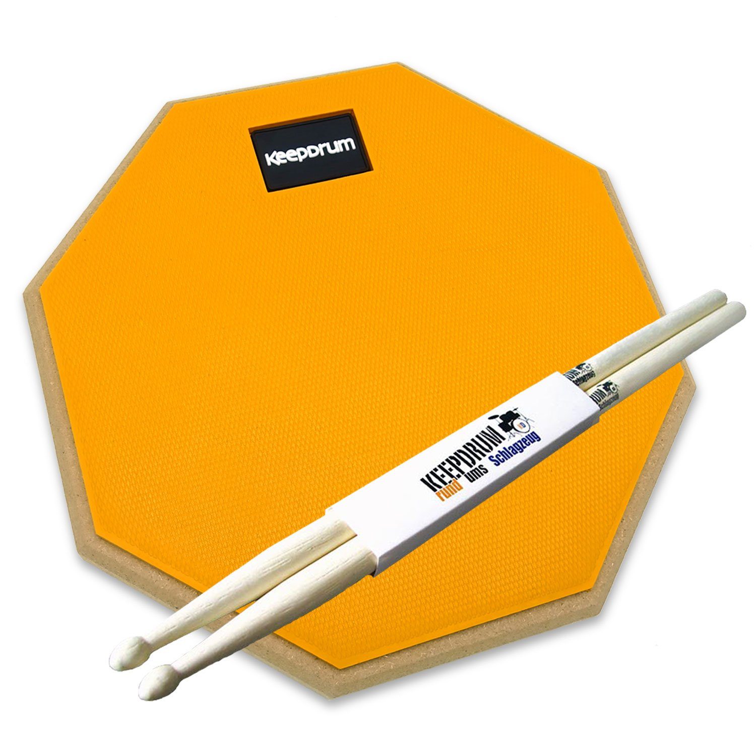 keepdrum Schlagzeug keepdrum Übungspad Orange 8 Zoll mit Schlagzeugstöcken