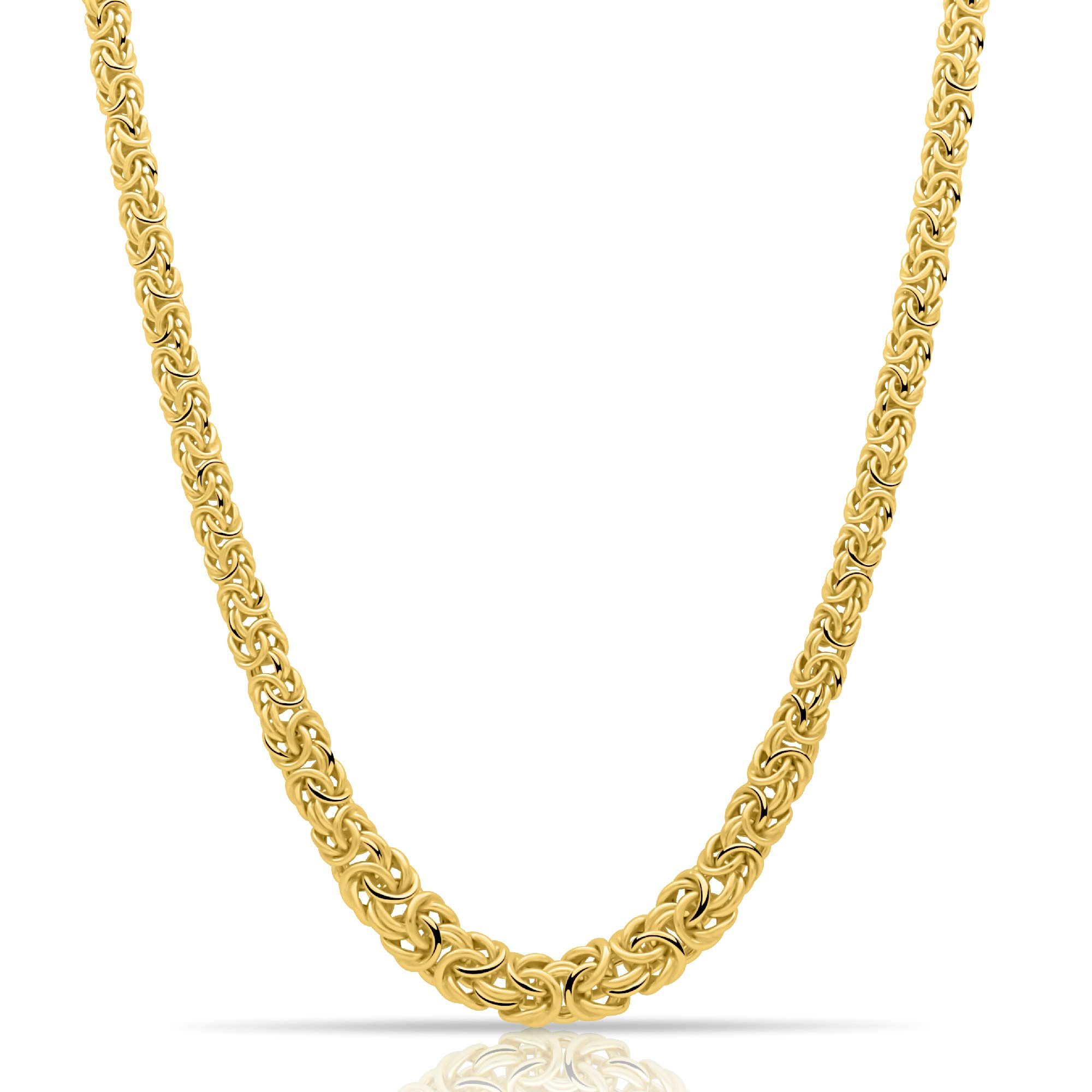 Tony Fein Königskette Collier 7-10 mm 585er Vergoldet Hochglanzpoliert Karabinerverschluss, Made in Italy für Damen und Herren