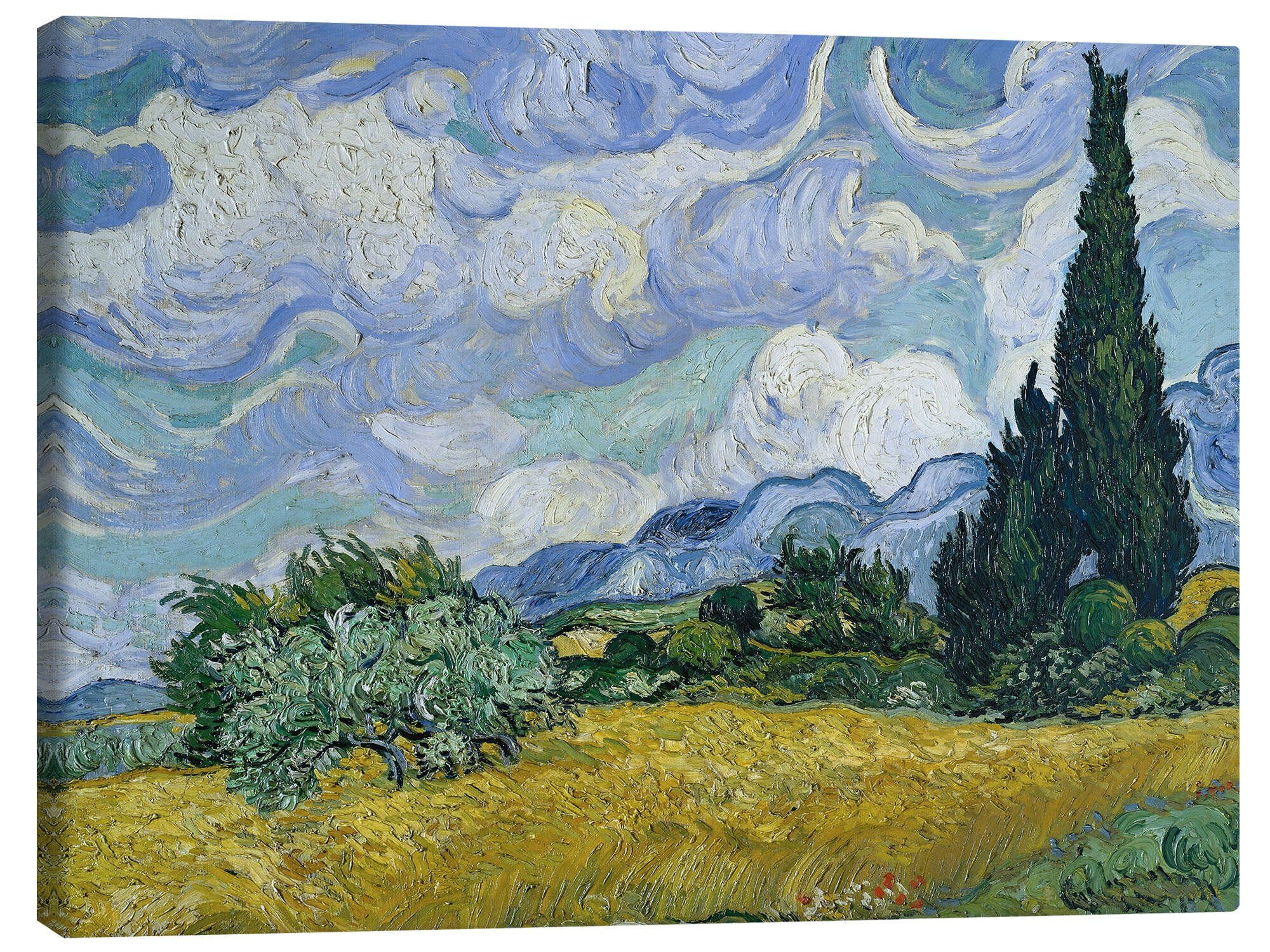 Posterlounge Wandbild Weizenfeld mit Zypressen, 1889, Vincent van Gogh, erhältlich als Poster, Leinwandbild, Wandsticker oder Acrylglasbild