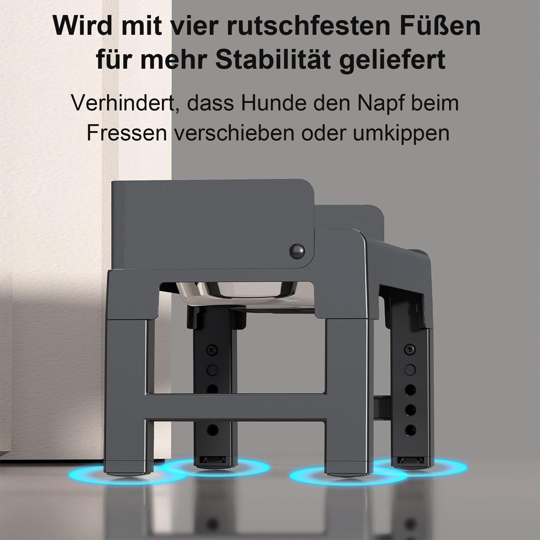 Mutig Futterstation Futternapf für Hunde, 5 Höhenverstellbar erhöhter Hundenapf, 2-in-1 Auslaufsicher Wassernapf & Langsamfutternapf, für Große, Mittelgroße und Kleine Hunde und Haustiere