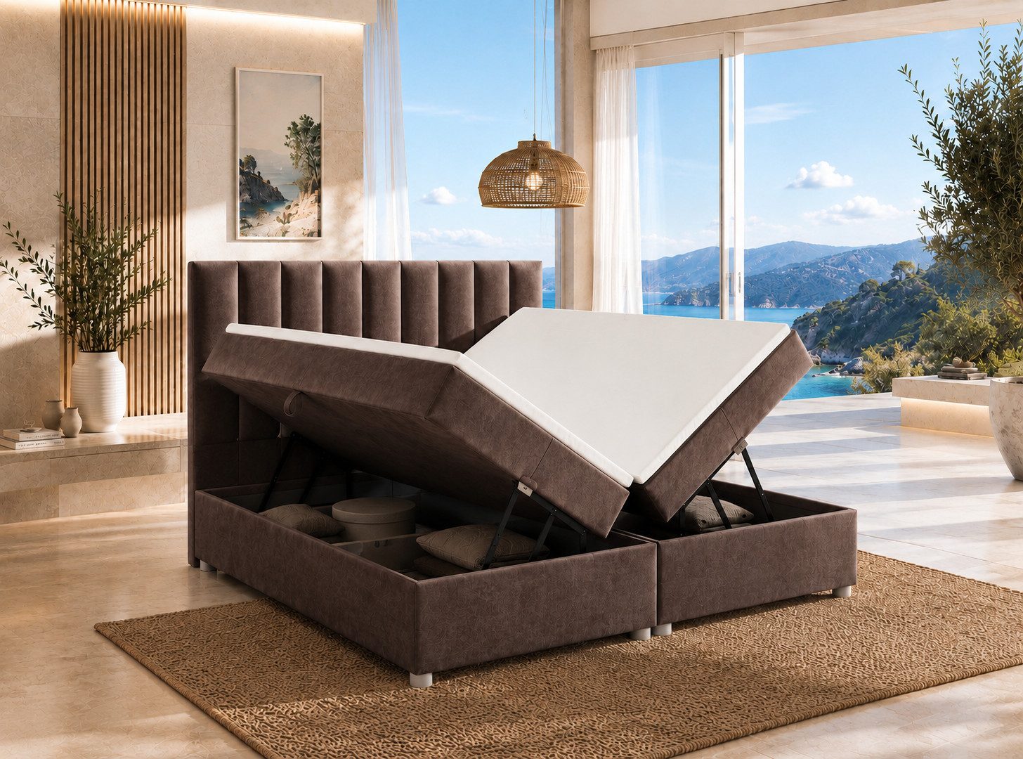 Best for Home Boxspringbett Trinity K-10 mit zwei Bettkasten Premium mit Komfort Topper – modern (Doppelbett mit Stauraum, Federkernmatratze, gepolstertes Kopfteil, Doppelbett versch. Größen, 140x200 160x200 180x200 200x200 cm), Handwerksqualität, TOP Preis-Leistungs-Verhältnis