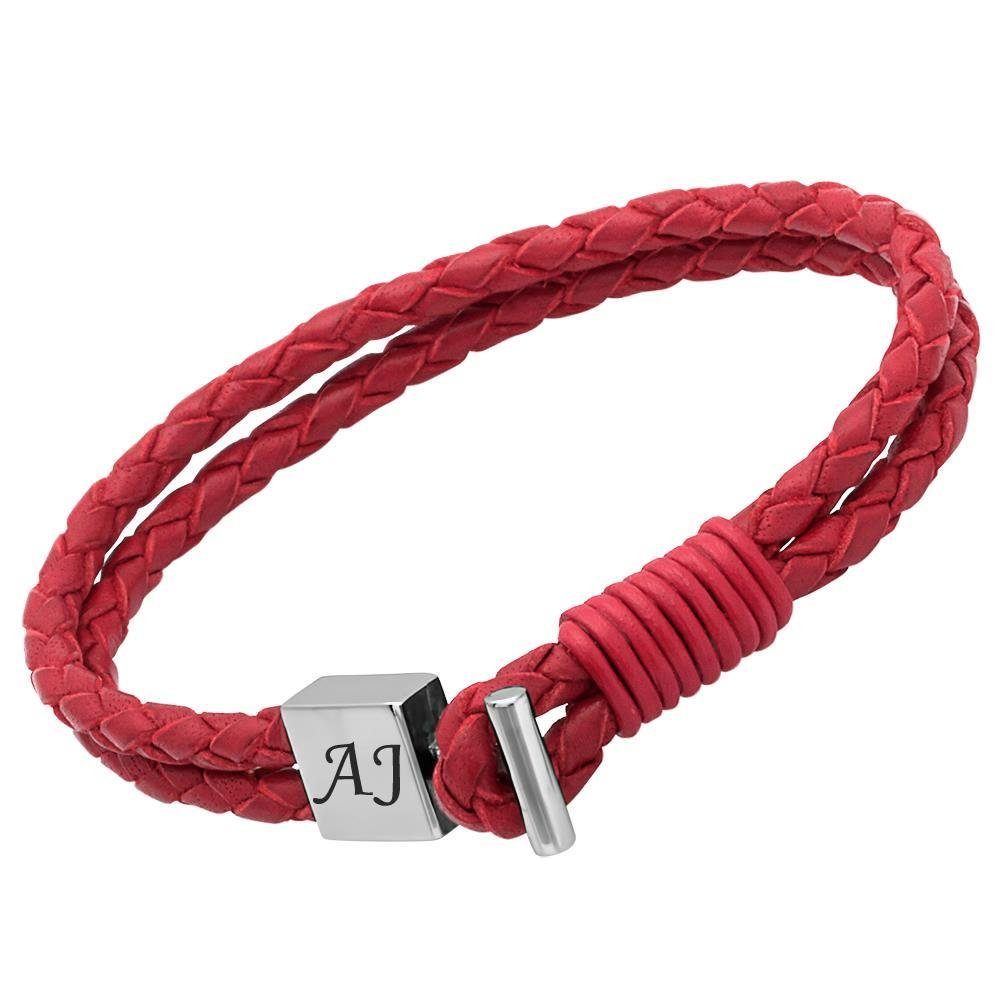 Unique Lederarmband Unique Lederarmband: Rot mit Edelstahlverschluss LB0279 (Länge: 19cm) – Bild 3 von 4