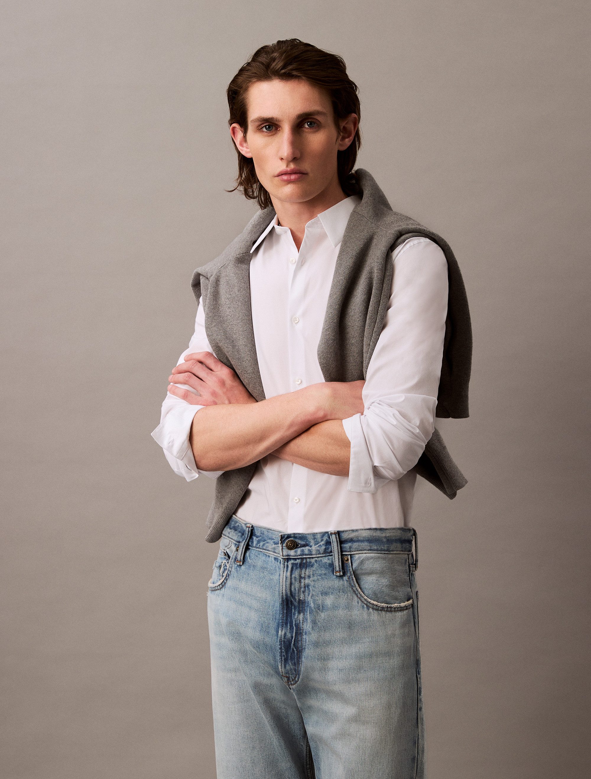 Calvin Klein Langarmhemd slim fit, in Unifarbe günstig online kaufen