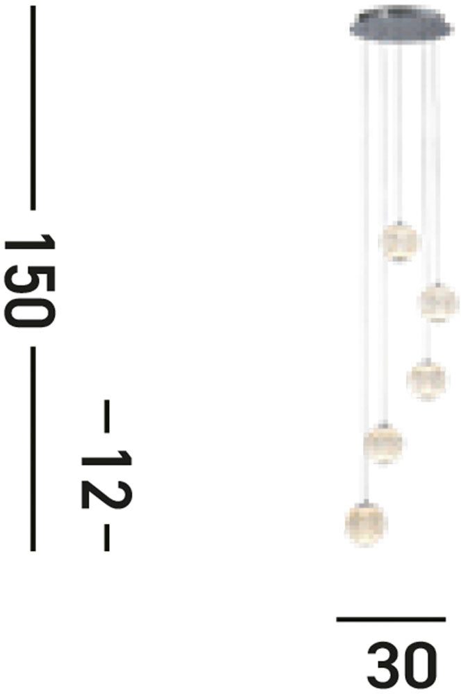 Searchlight LED-Hängeleuchte Hängeleuchte Allure, 5-flammig, LED fest integriert, Warmweiß, Eiskugel-Optik