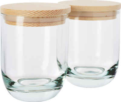 VBS Vorratsglas, Glas, mit Holzdeckel, 2 Stück