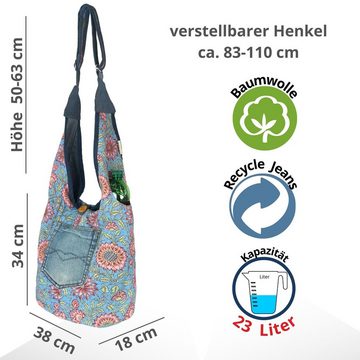 Sunsa Hobo Nachhaltige Hobo Tasche, 2 Steig tragbare Umhängetasche Jeanstasche, Wendbare Tasche, 2 Seitig tragbare Tasche