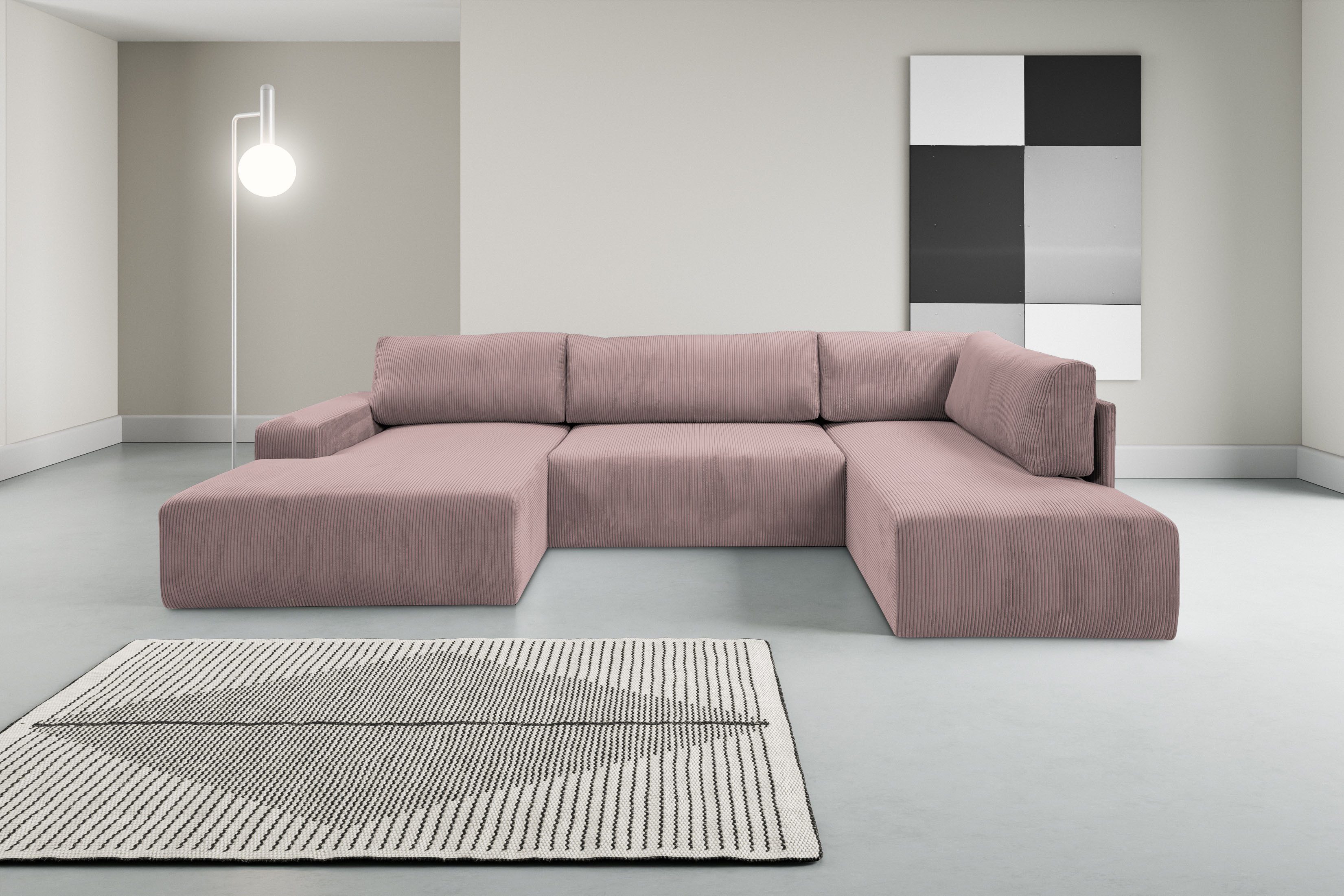 WERK2 Wohnlandschaft "Rotterdam-U, U-Form, in kuschelweichem Cord oder Brei günstig online kaufen