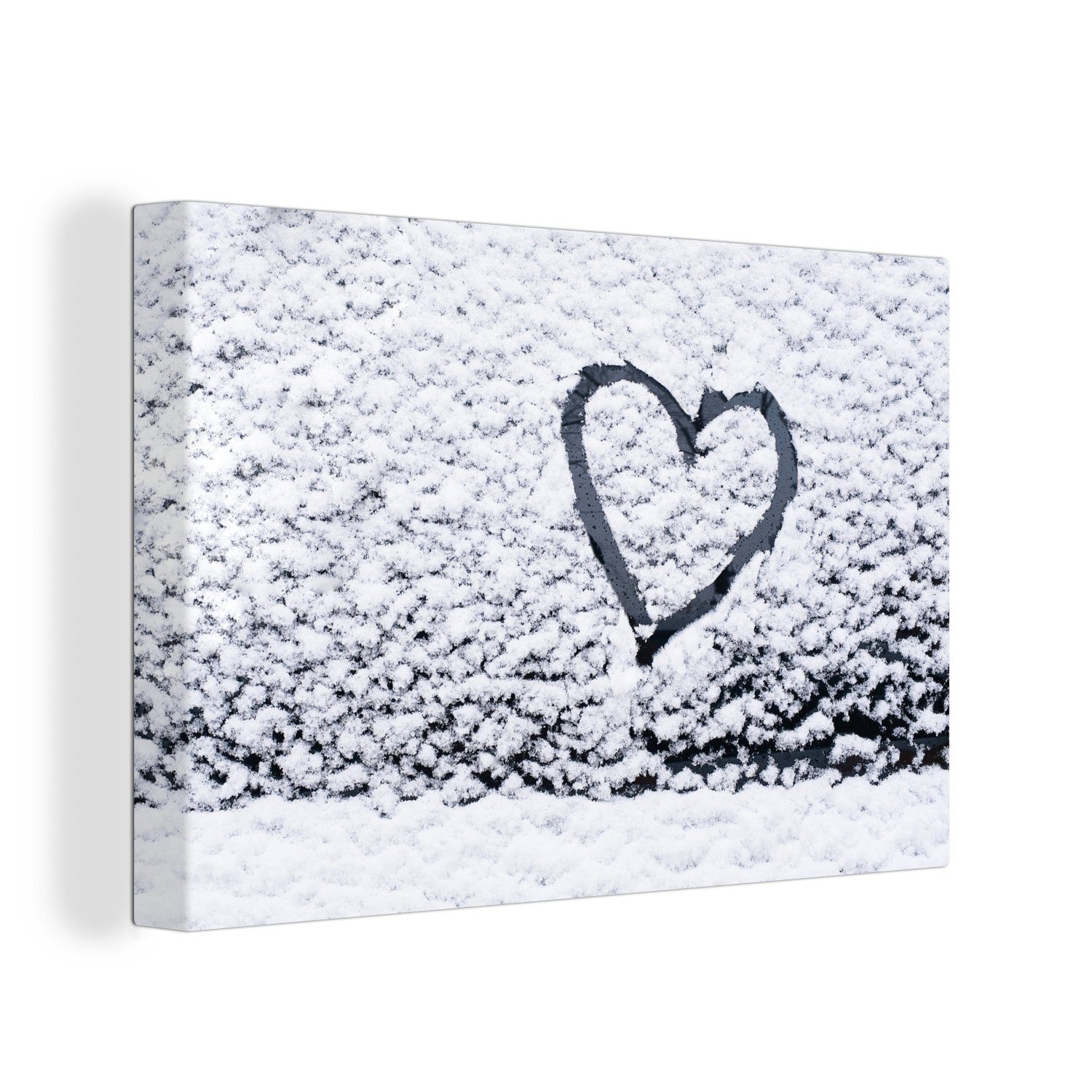 Wandbild Herz Schnee, Wanddeko, Leinwandbilder, 30x20 (1 Aufhängefertig, cm Leinwandbild im St), OneMillionCanvasses®