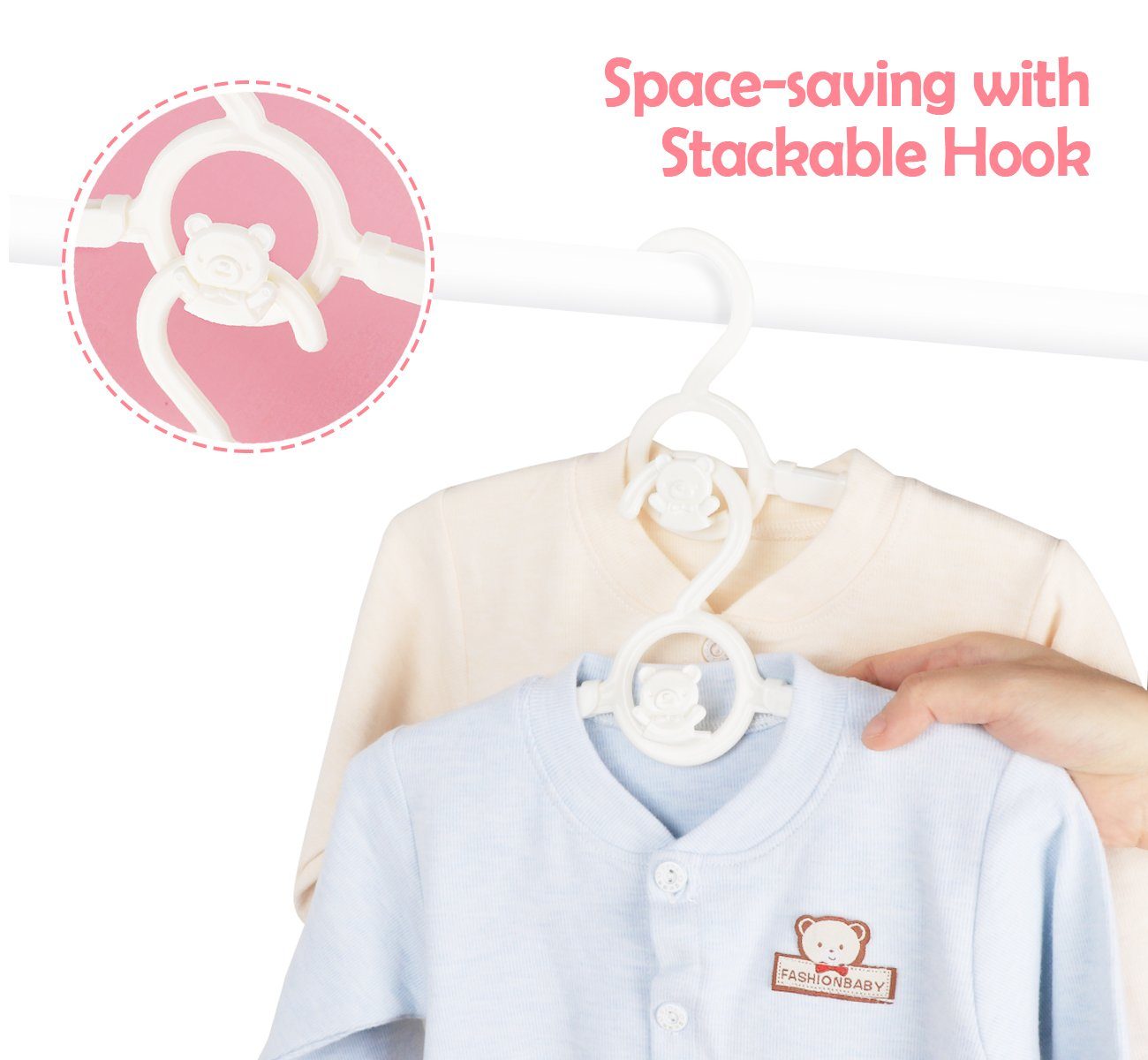 Homewit Kleiderbügel Babykleiderbügel (Set, 37 - Ausziehbare Kinderkleiderbügel cm, 29 Weiß 20-tlg) 20tlg
