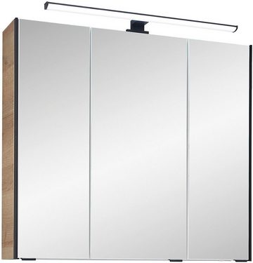 Saphir Badezimmerspiegelschrank Quickset 395 Badschrank, 3 Spiegeltüren, 6 Einlegeböden, 75 cm breit inkl. LED-Beleuchtung, Türdämpfer, Schalter-/Steckdosenkombination