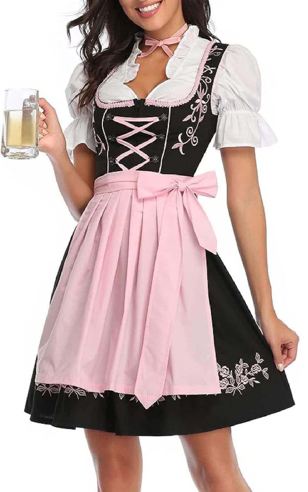 Housruse Dirndl Damen Dirndl Kleid Oktoberfest Outfit Arbeitskleidung  fürTraditionelle