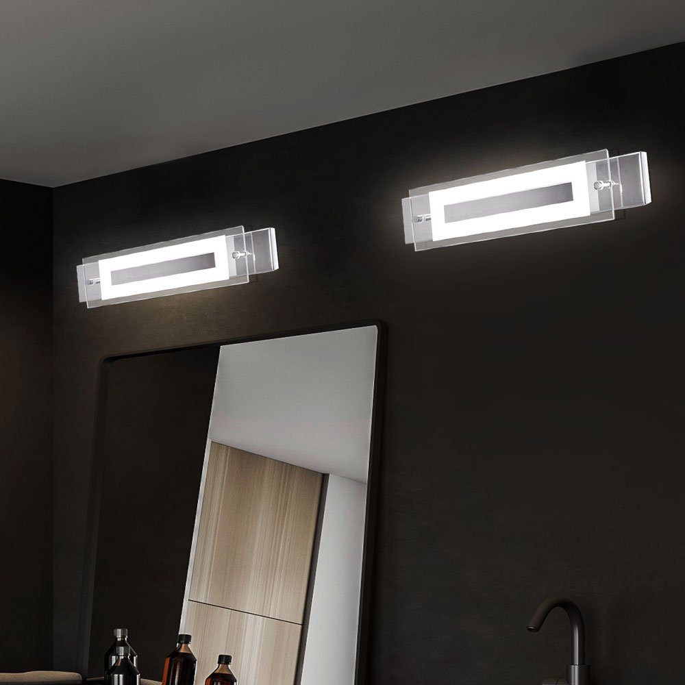 etc-shop LED Wandleuchte, LED-Leuchtmittel fest Design Glas Wand 2x Strahler Wohn Warmweiß, verbaut, Zimmer Lampen LED