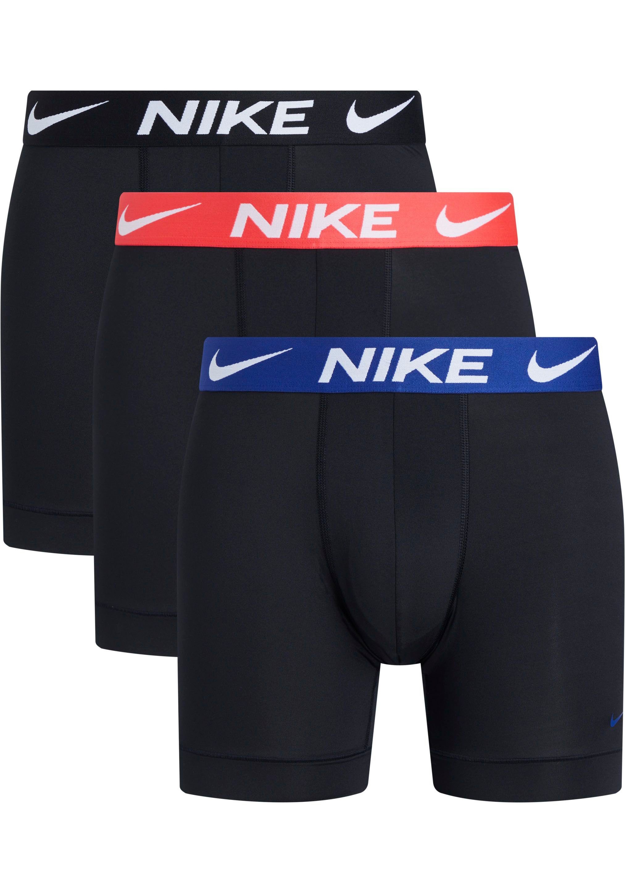 NIKE Underwear Boxer BOXER BRIEF 3PK (Packung, 3er-Pack) mit längerem Bein & NIKE Logo-Elastikbund (3 Stück) BLK/SIREN_RED_WB/DEEP_RYL_WB/BLK_WB