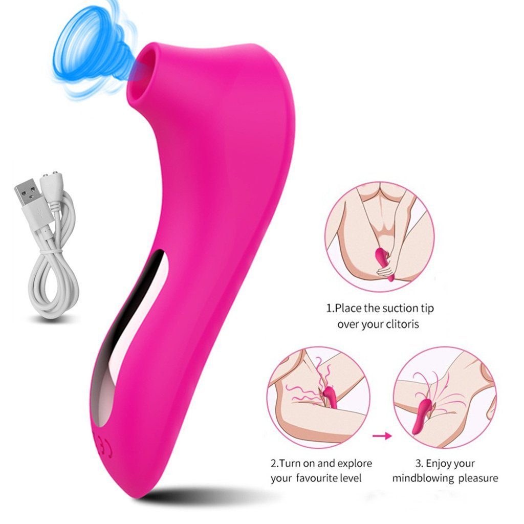 autolock Klitoris-Stimulator Leise Starke Klitoris-Stimulation,Druckwellenvibrator, Schnelle orgams erotisches Sexspielzeug für frauen Rosa