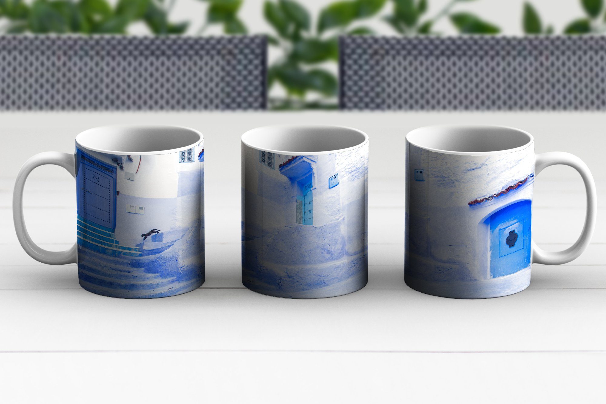 Becher, - Teetasse, Geschenk - Straße Keramik, Kaffeetassen, Teetasse, Türen Blau Tasse MuchoWow Architektur, -