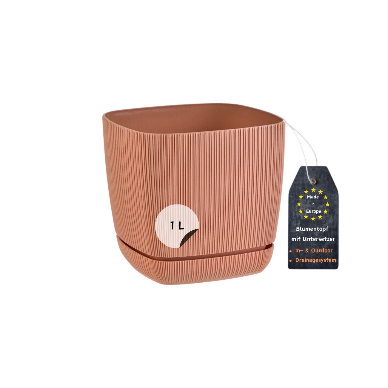 Engelland Blumentopf Pflanztopf mit Drainagesystem & Untersetzer (12 x 12 c günstig online kaufen