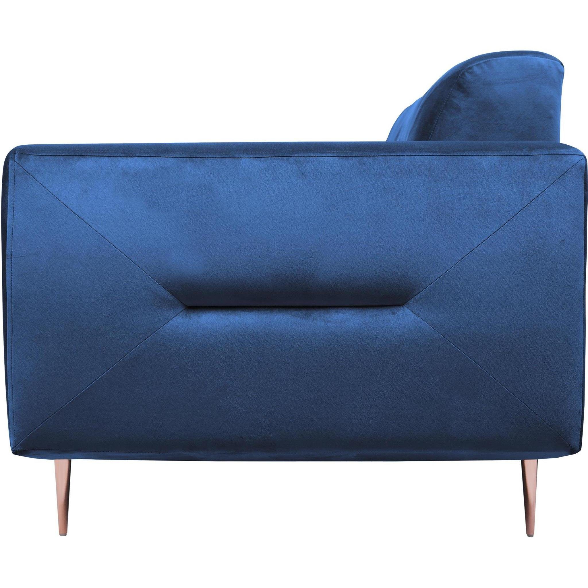 2-Sitzer Beautysofa Metallbeine, Polstergarnitur + (Sessel im + Couchgarnituren 263) VENEZIA, aus mit Sofa Marineblau (solo Sofa Velours modernes 3-Sitzer Design),