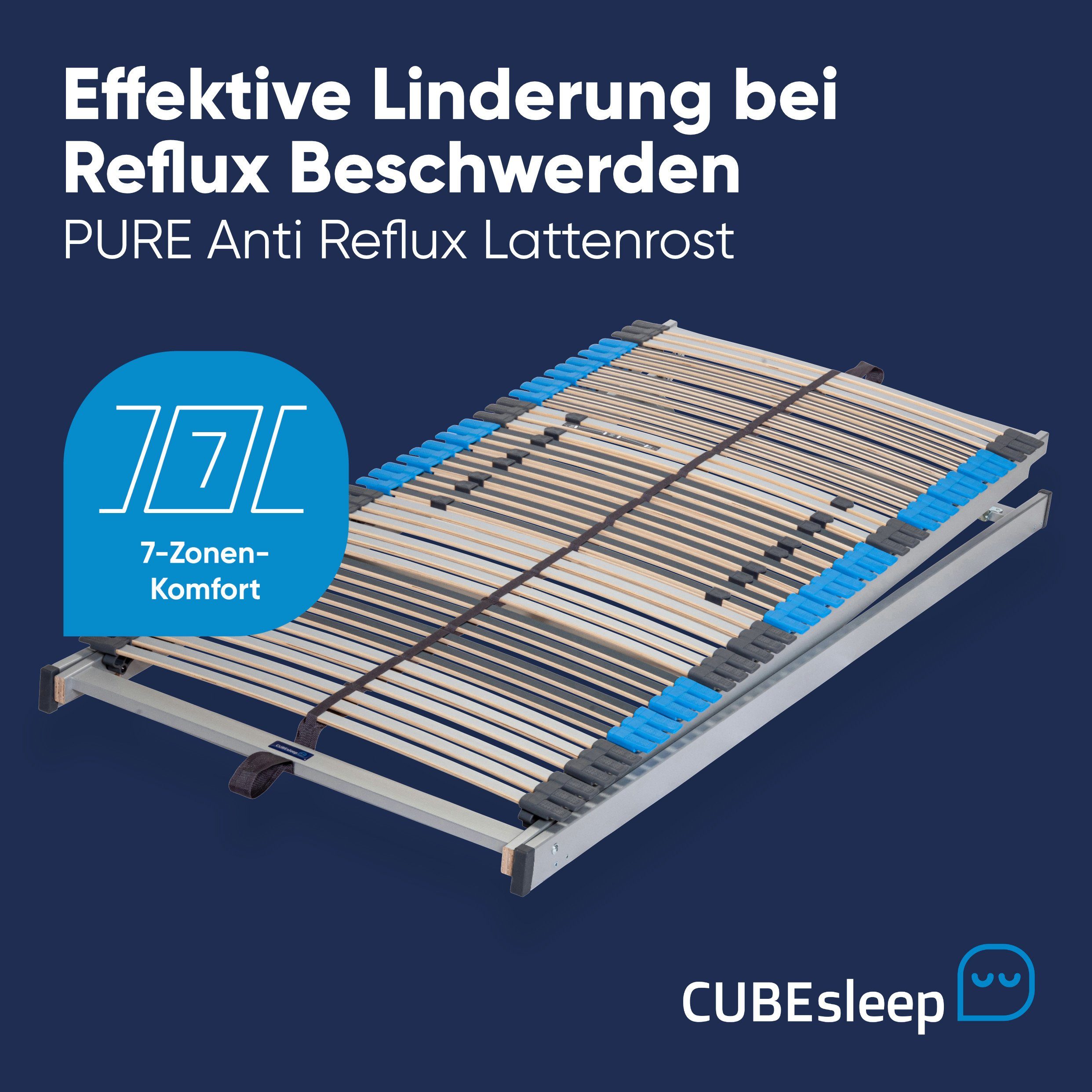 »Pure Lattenrost, Anti verstellbar, Kopfteil in Anti-Reflux«, Germany Reflux Made Lattenrost CUBEsleep,