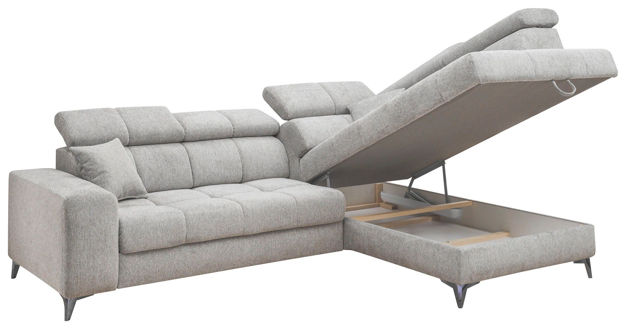 mit Kopfteilverstellung Raum Teile, im EXCITING inkl. stellbar, frei Bettkasten, ED Ecksofa DESIGN 2 Sydney, taupe