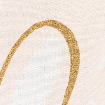 SCHÖNER LEBEN. Dekokissen Kinderkissen Hase aus Baumwolle rosa weiß goldfarbig 40x40cm
