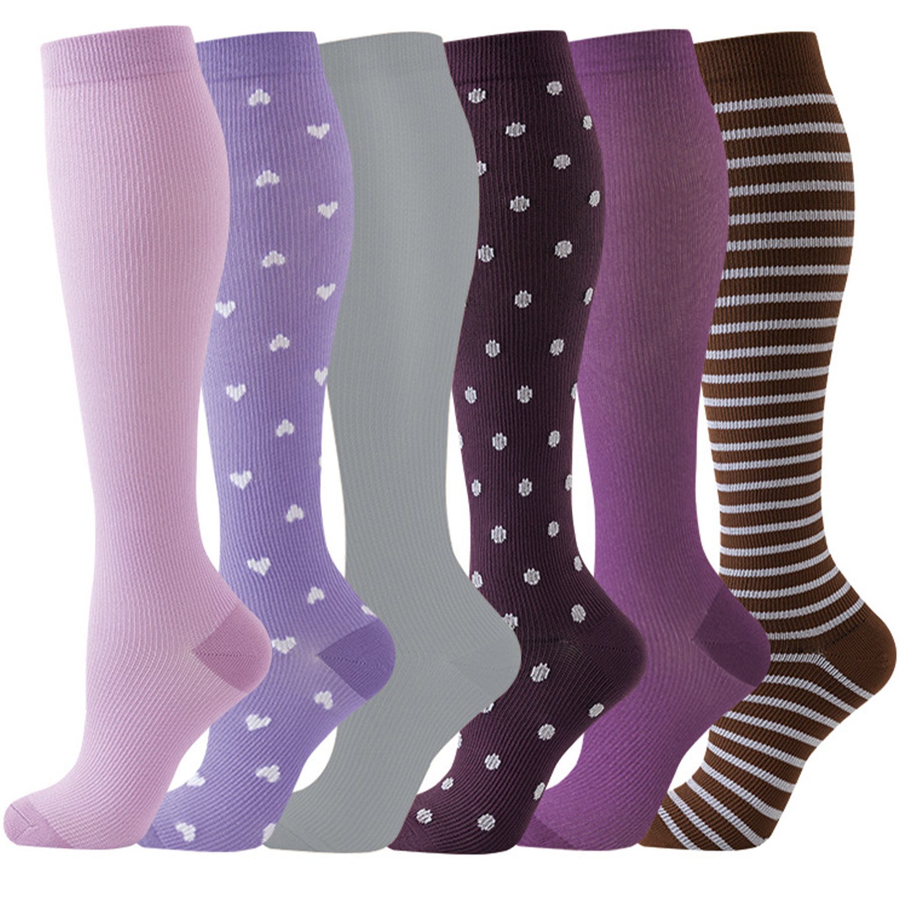 Mutig Kompressionsstrümpfe 6 Paar Lange Kompressionssocken für Damen & Herren (Sportsocken & Reisesocken, Bequem und Elastisch) Ideal für Sport, Reisen und Alltag