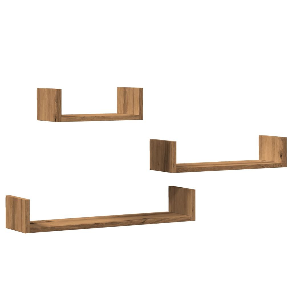 vidaXL Regal, Wandregale 3 Stk. Artisan-Eiche Holzwerkstoff günstig online kaufen