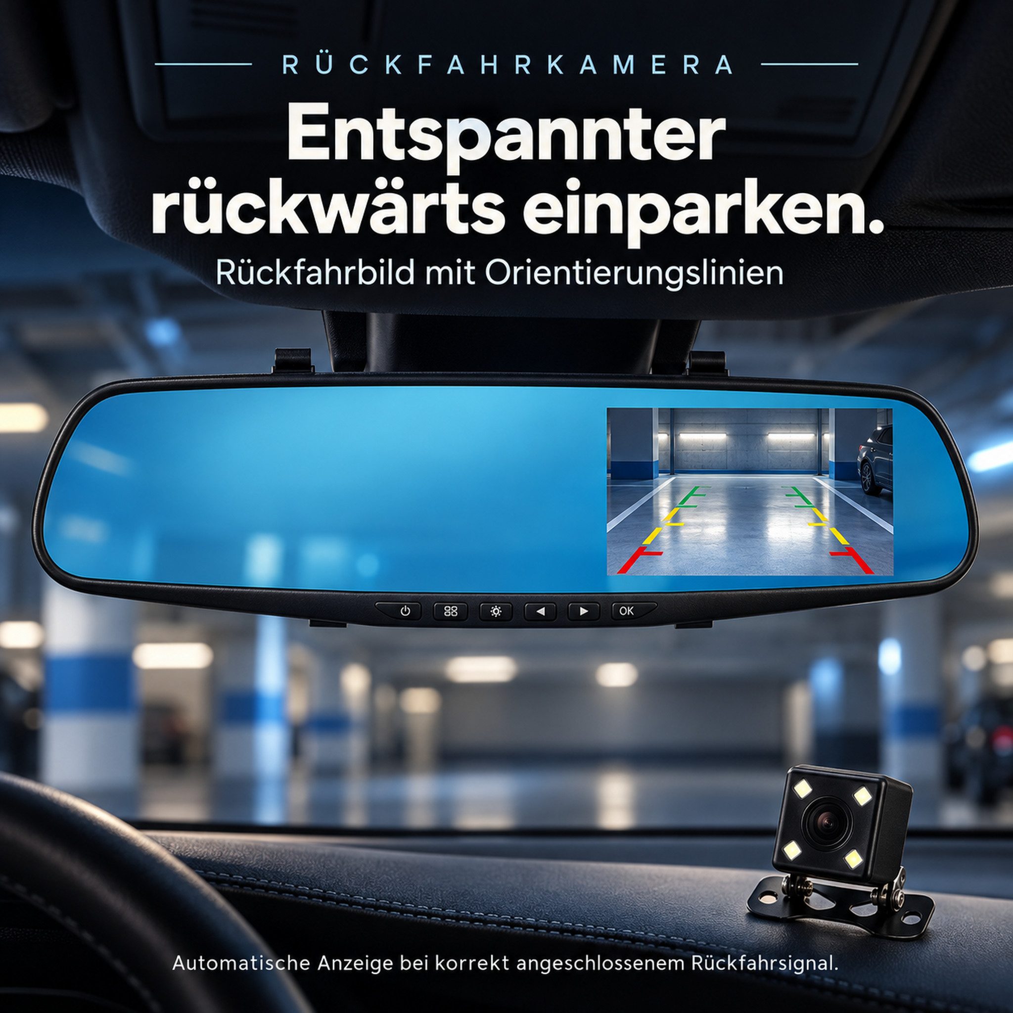 HS.SUPPLY Spiegel-Dashcam mit Rückfahrkamera, 3,5-Zoll-Display & G-Sensor Dashcam (Spiegel-Dashcam mit Rückfahrkamera und Montagezubehör, Frontkamera, Rückfahrk – Bild 3 von 5