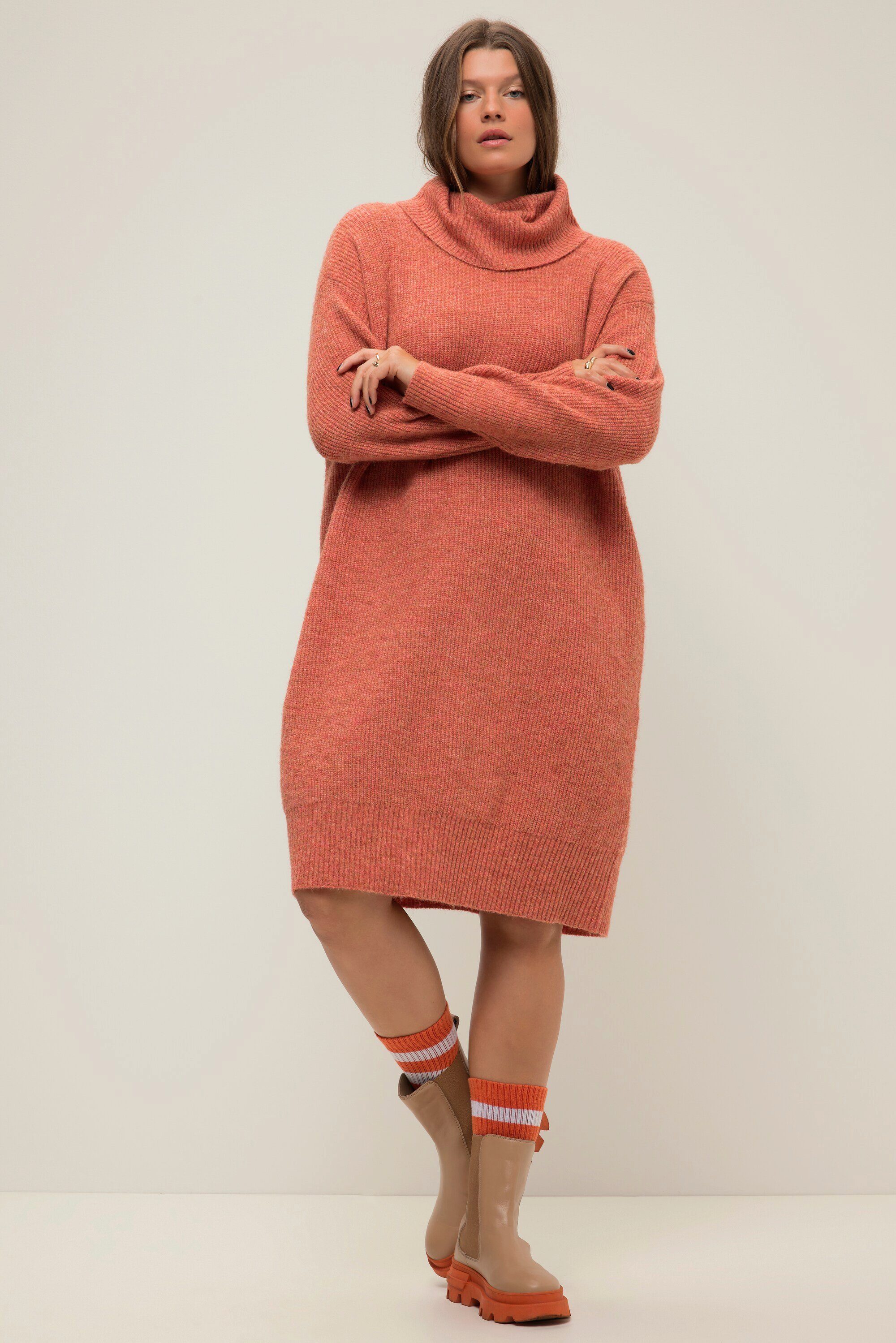 Strickkleid Strick-Minikleid oversized Rollkragen Langarm